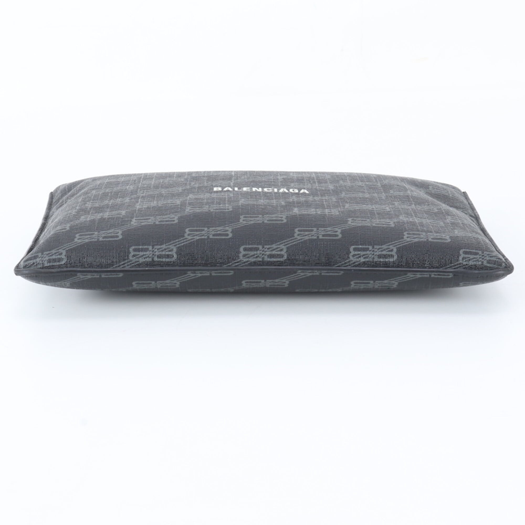 Balenciaga Black Leather Coated Canvas Clutch Bag Handbag Pouch (Pre-Owned)