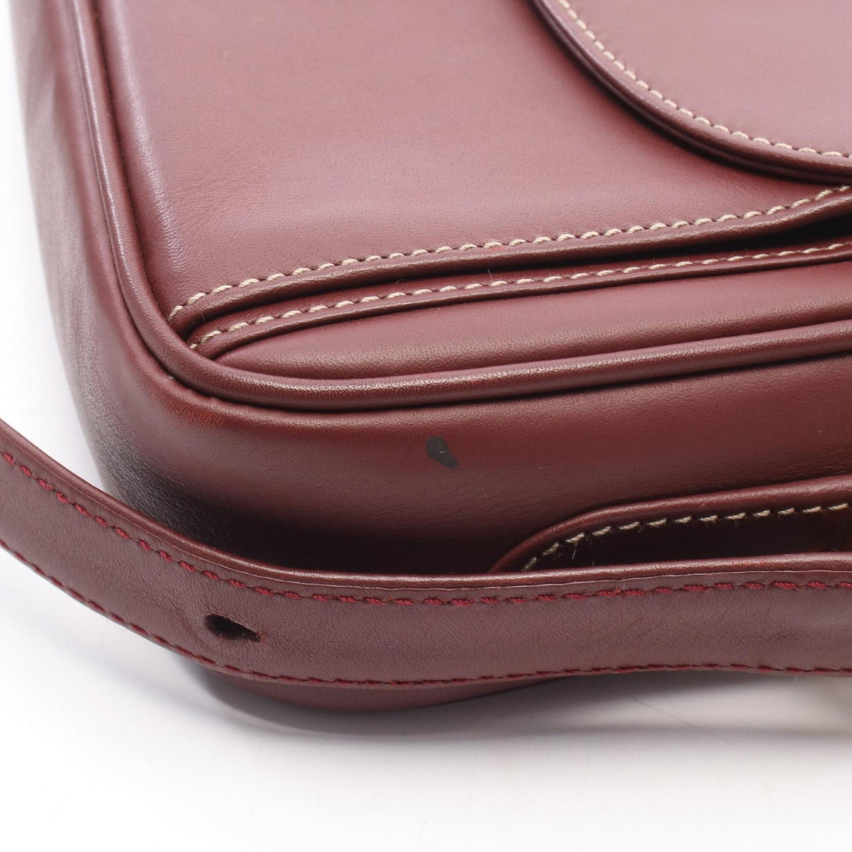 Cartier Bordeaux Leather Handbag Shoulder Bag (Pre-Owned)