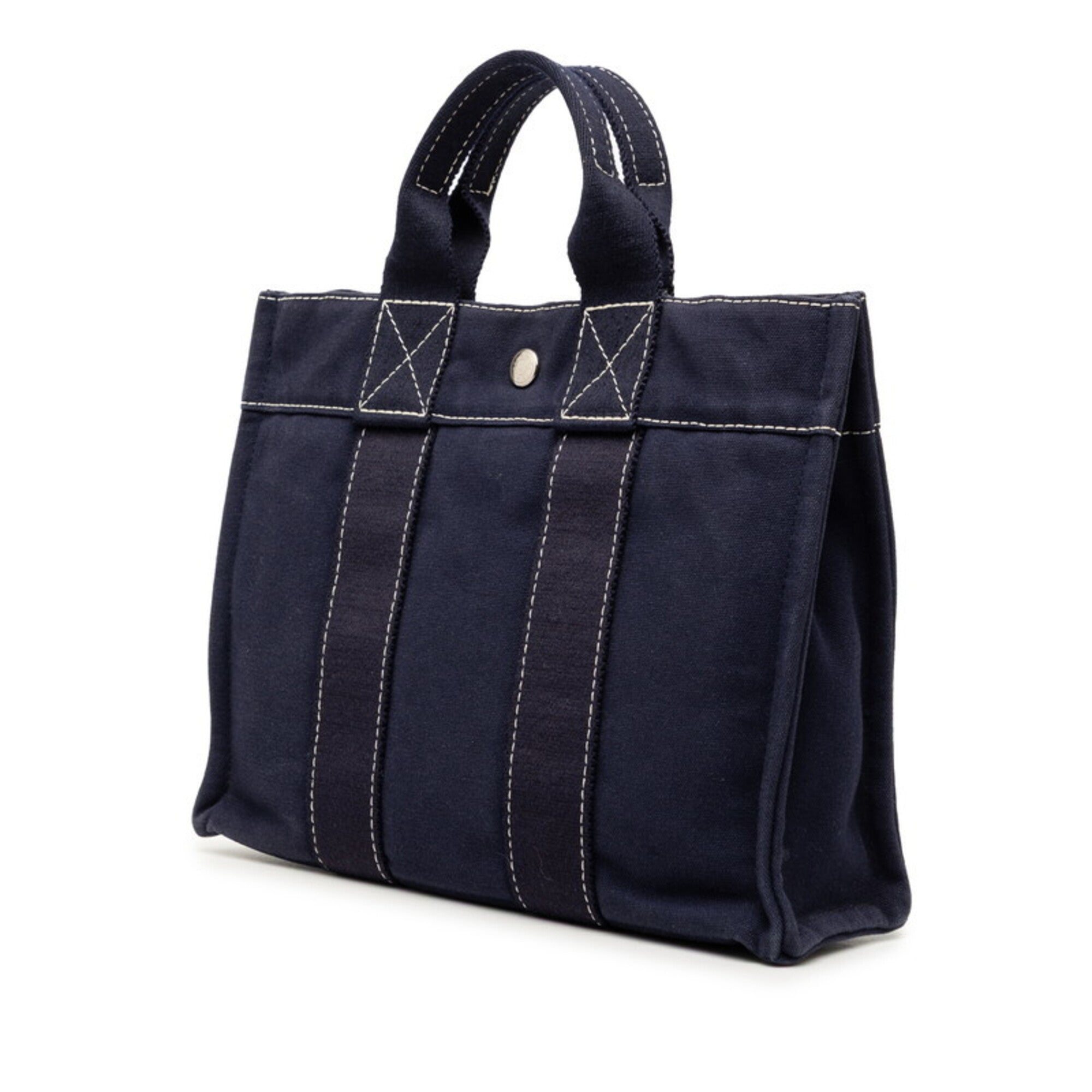 Hermes Navy Canvas Handbag (Pre-Owned)