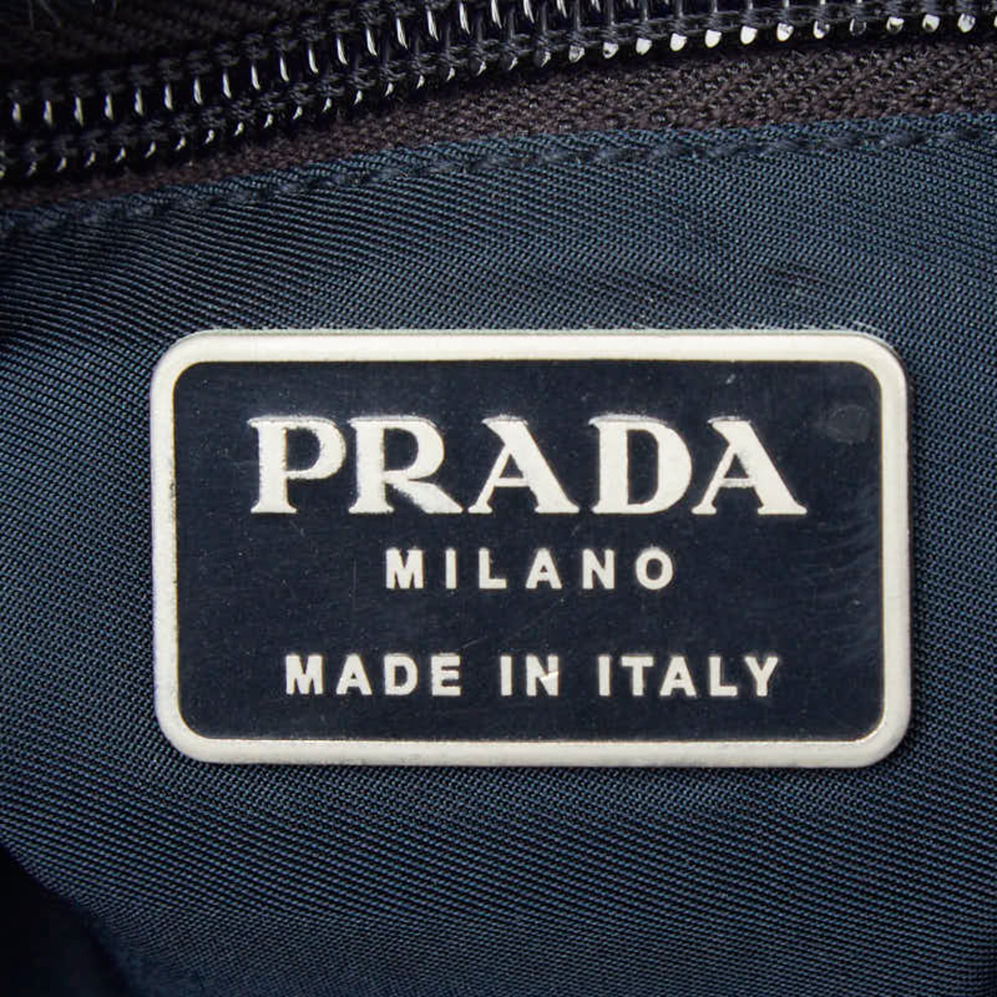 Prada Navy Nylon Leather Shoulder Bag (Pre-Owned)
