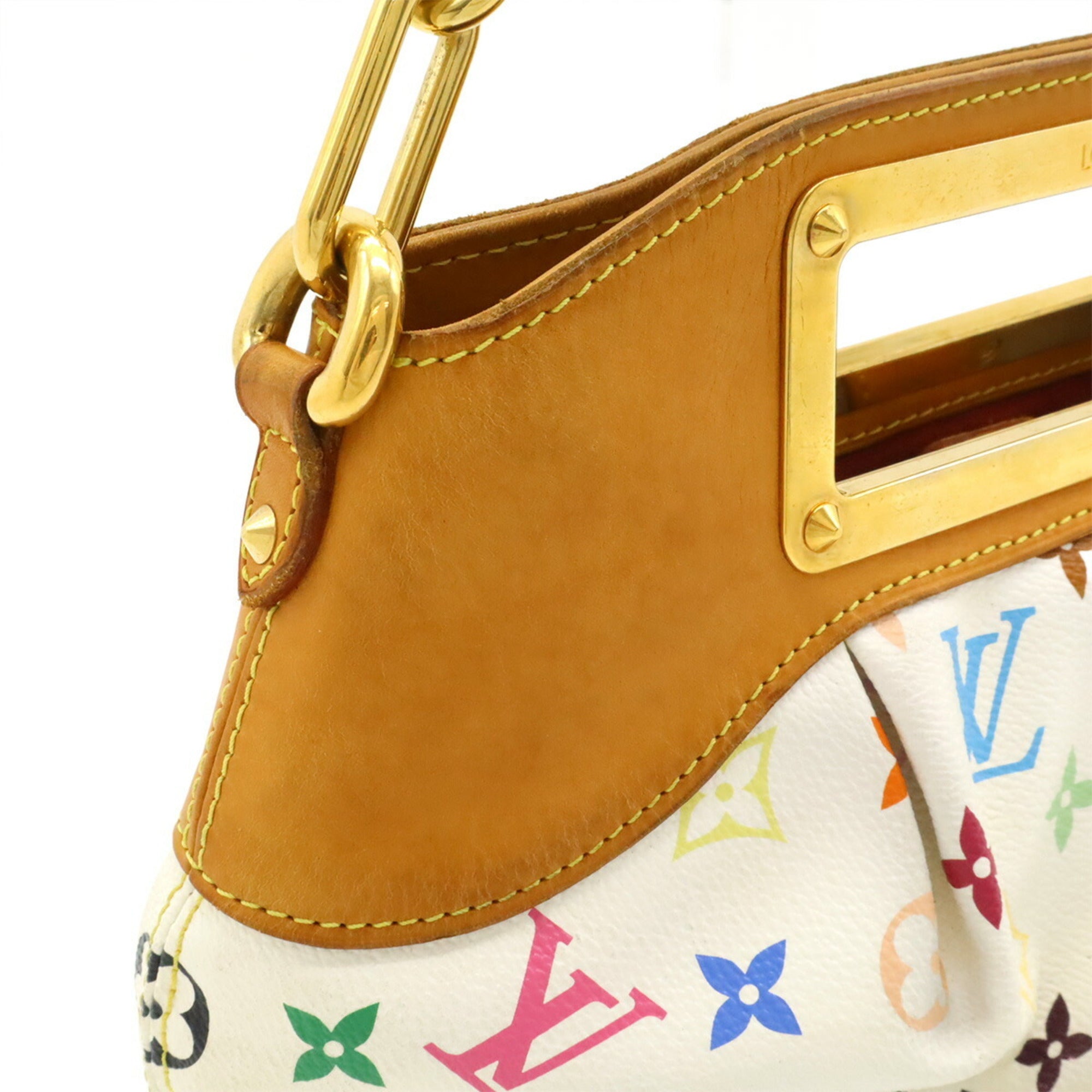 Louis Vuitton White Canvas Handbag Shoulder Bag (Pre-Owned)