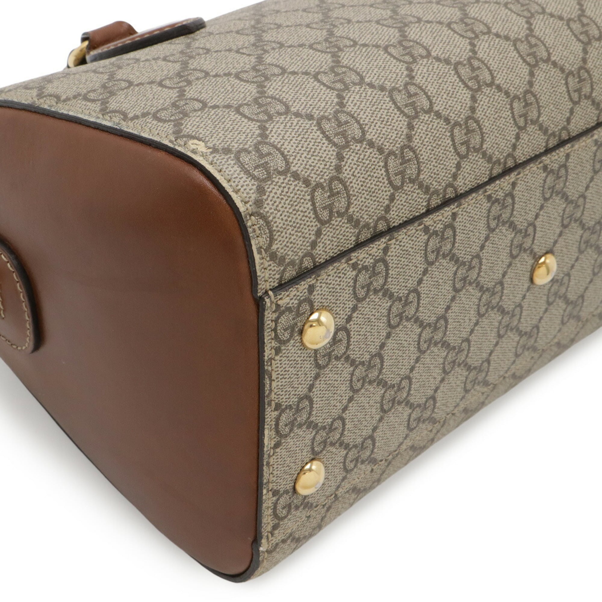 Gucci Beige Brown Gg Supreme Canvas Pvc Coated Canvas Leather Handbag Shoulder Bag (Pre-Owned)