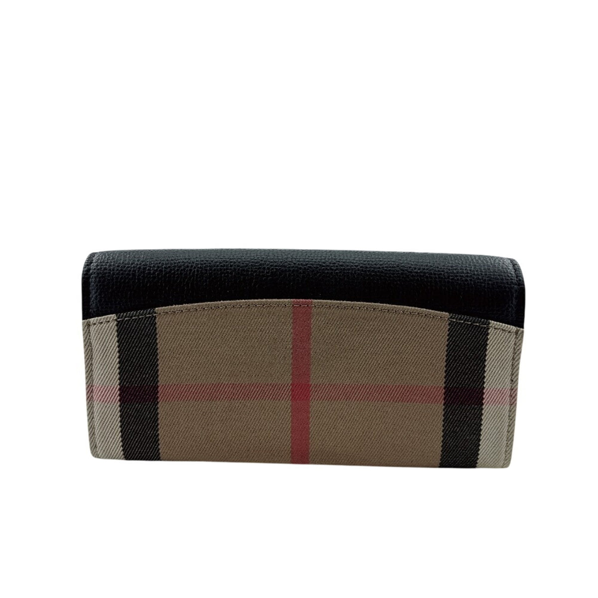 Burberry Black Leather Canvas Long Wallet (Bi-Fold) (Pre-Owned)