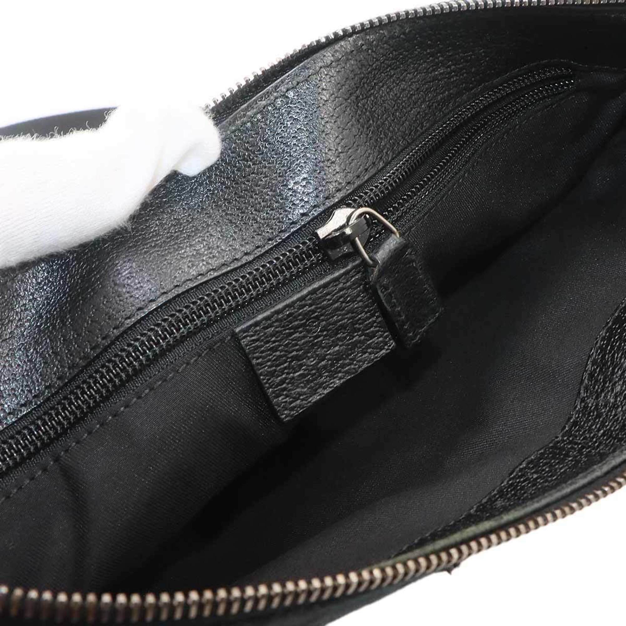 Gucci Black Gg Canvas Leather Handbag Shoulder Bag (Pre-Owned)
