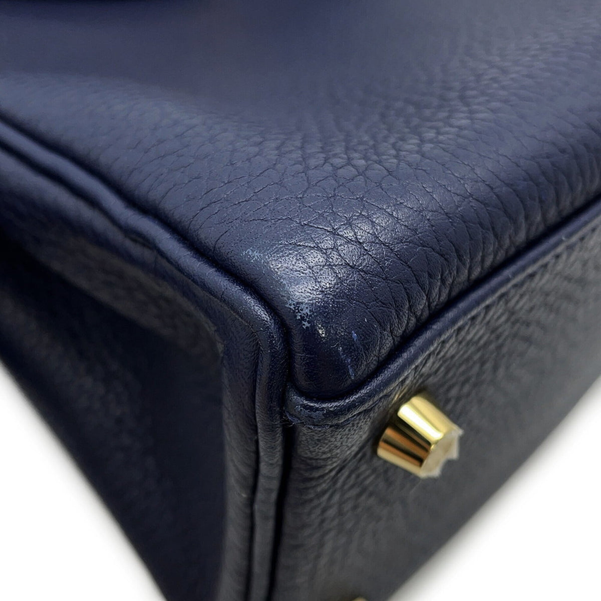 Hermes Kelly Blue Nuit Taurillon Clemence Leather Handbag (Pre-Owned)