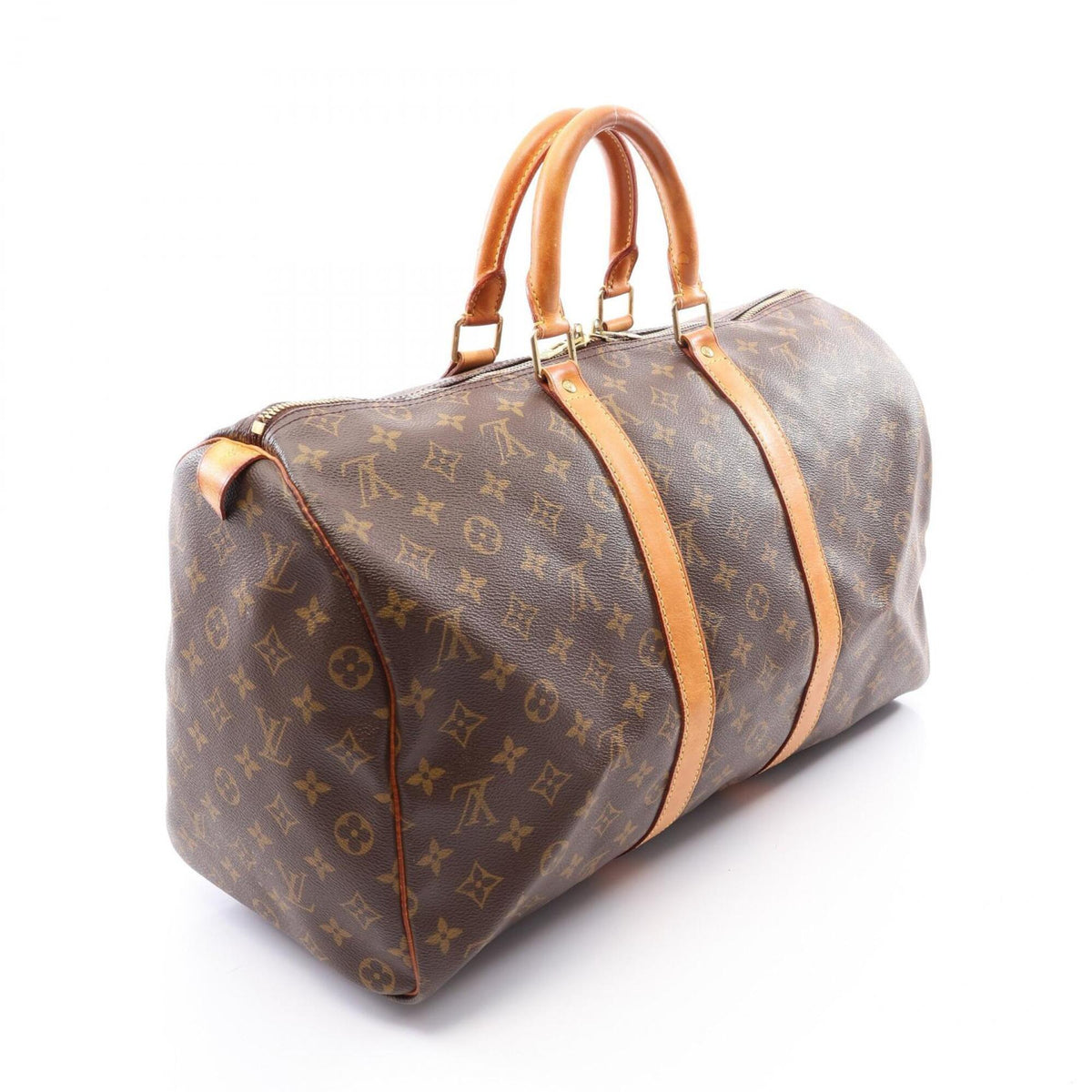 Louis Vuitton Brown Coated Canvas Monogram Leather Boston Bag Handbag (Pre-Owned)