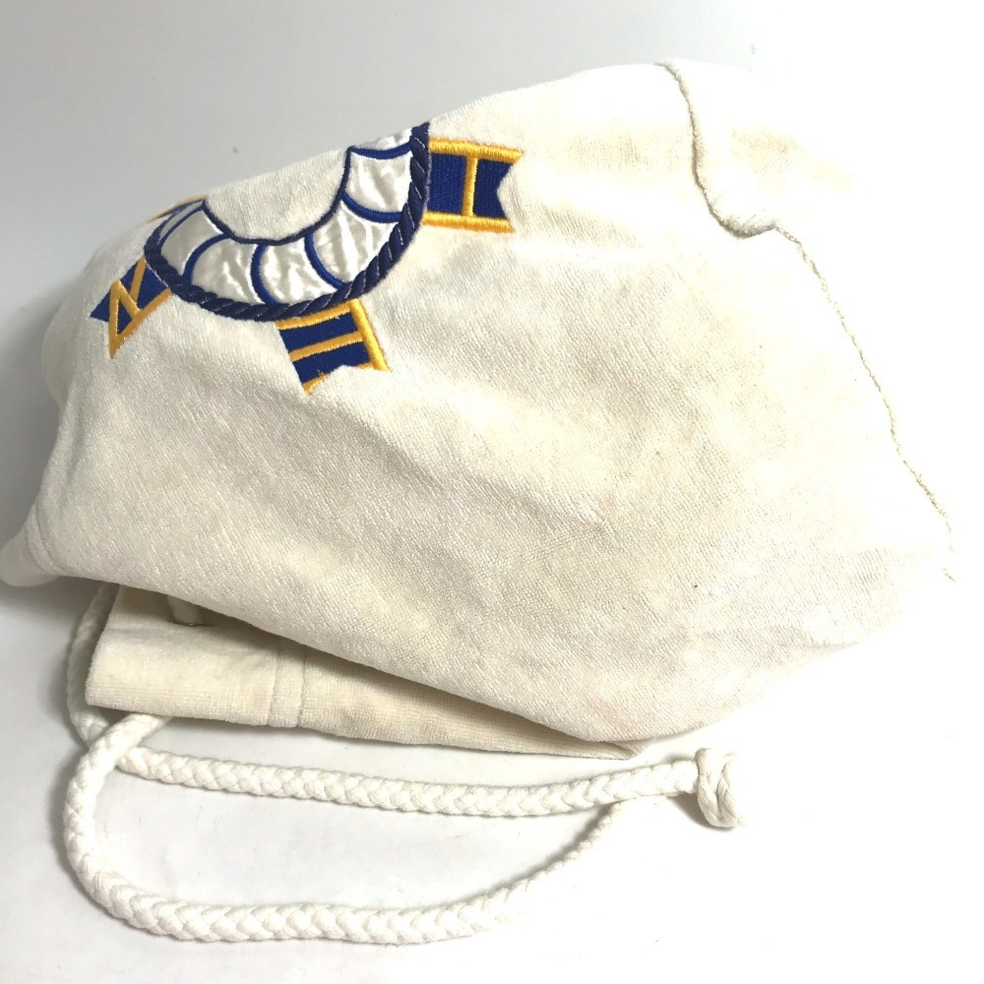 Hermes Blue White Cotton Shoulder Bag (Pre-Owned)