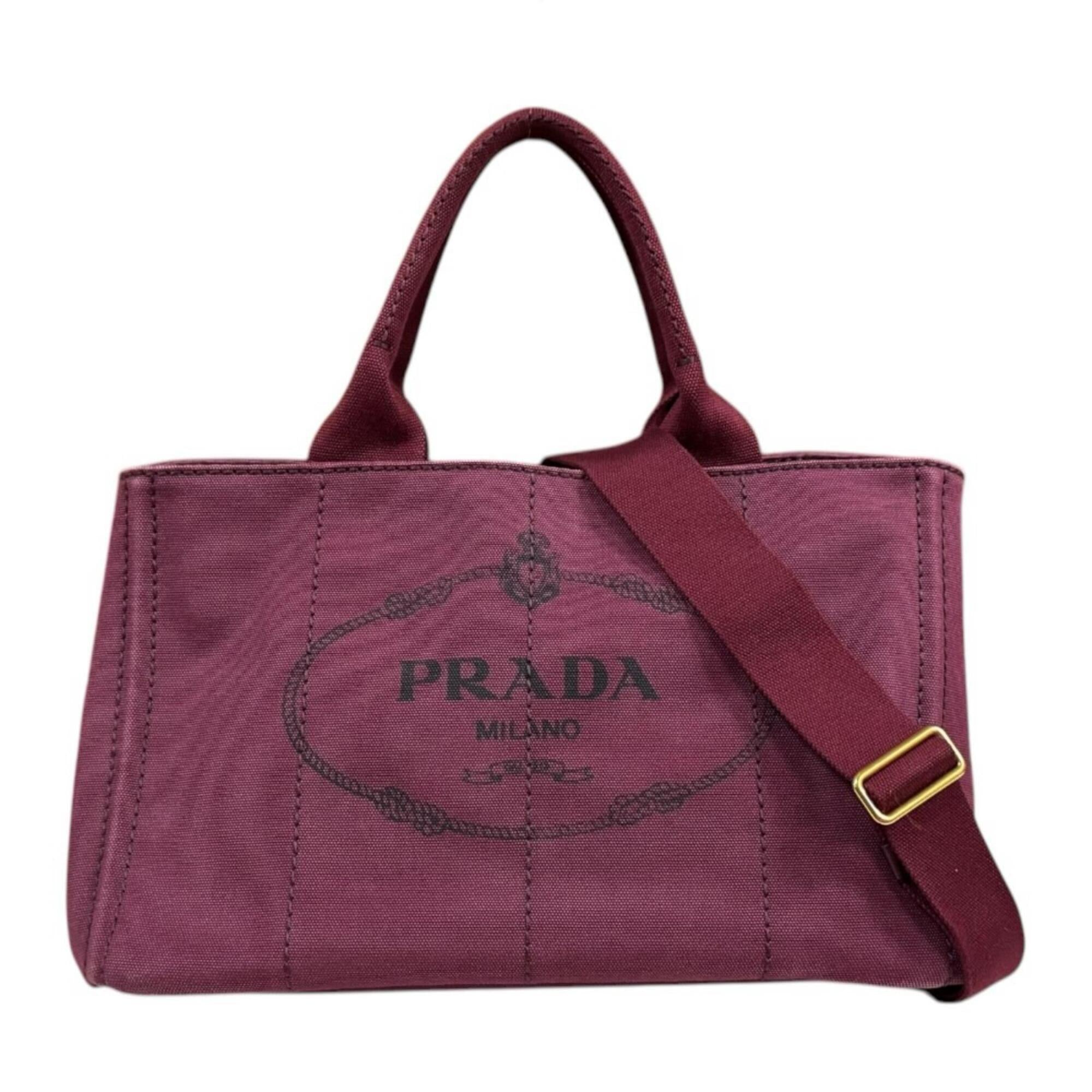 Prada Canapa Red Color Canvas Shoulder Bag (Pre-Owned)