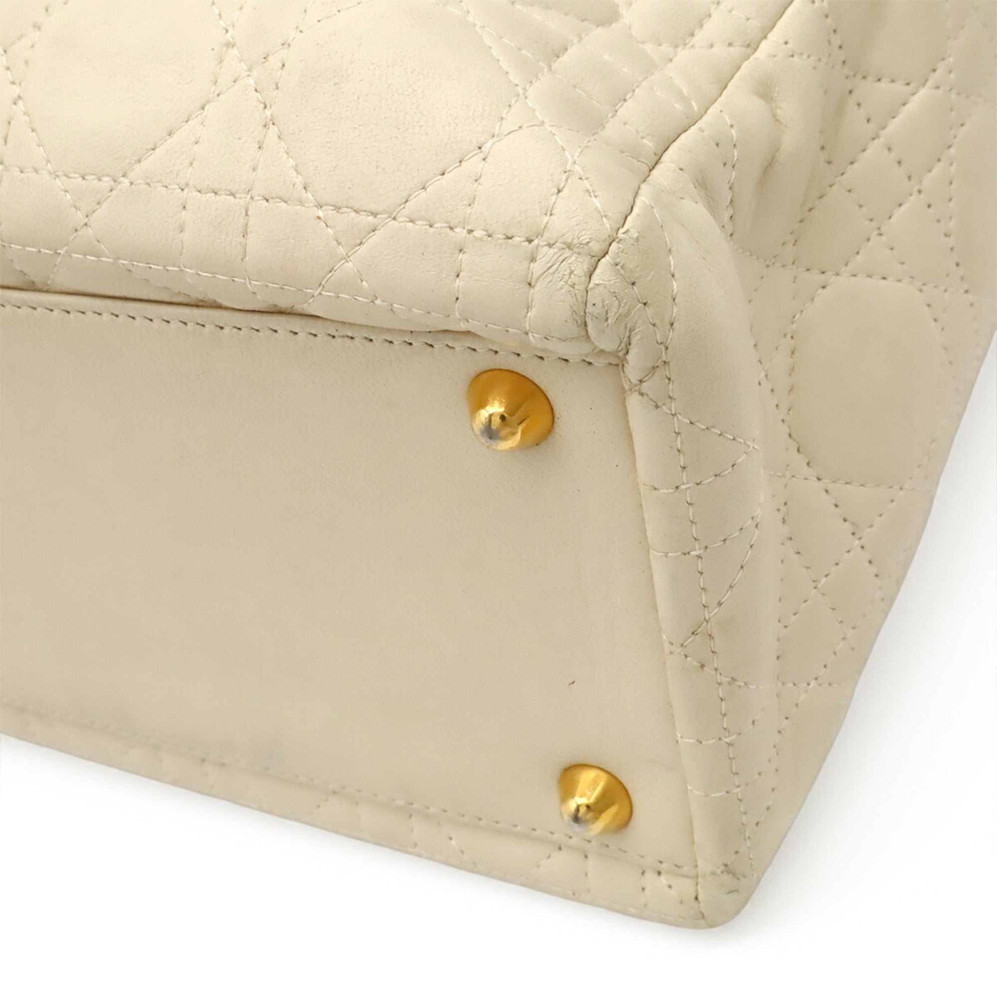 Christian Dior White Leather Handbag Shoulder Bag (Pre-Owned)