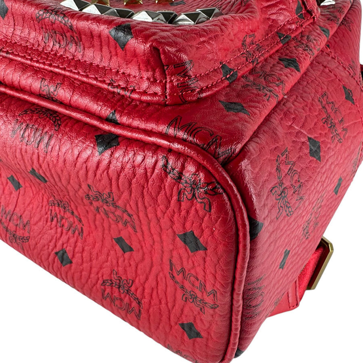 Mcm Red Color Leather Backpack (Pre-Owned)