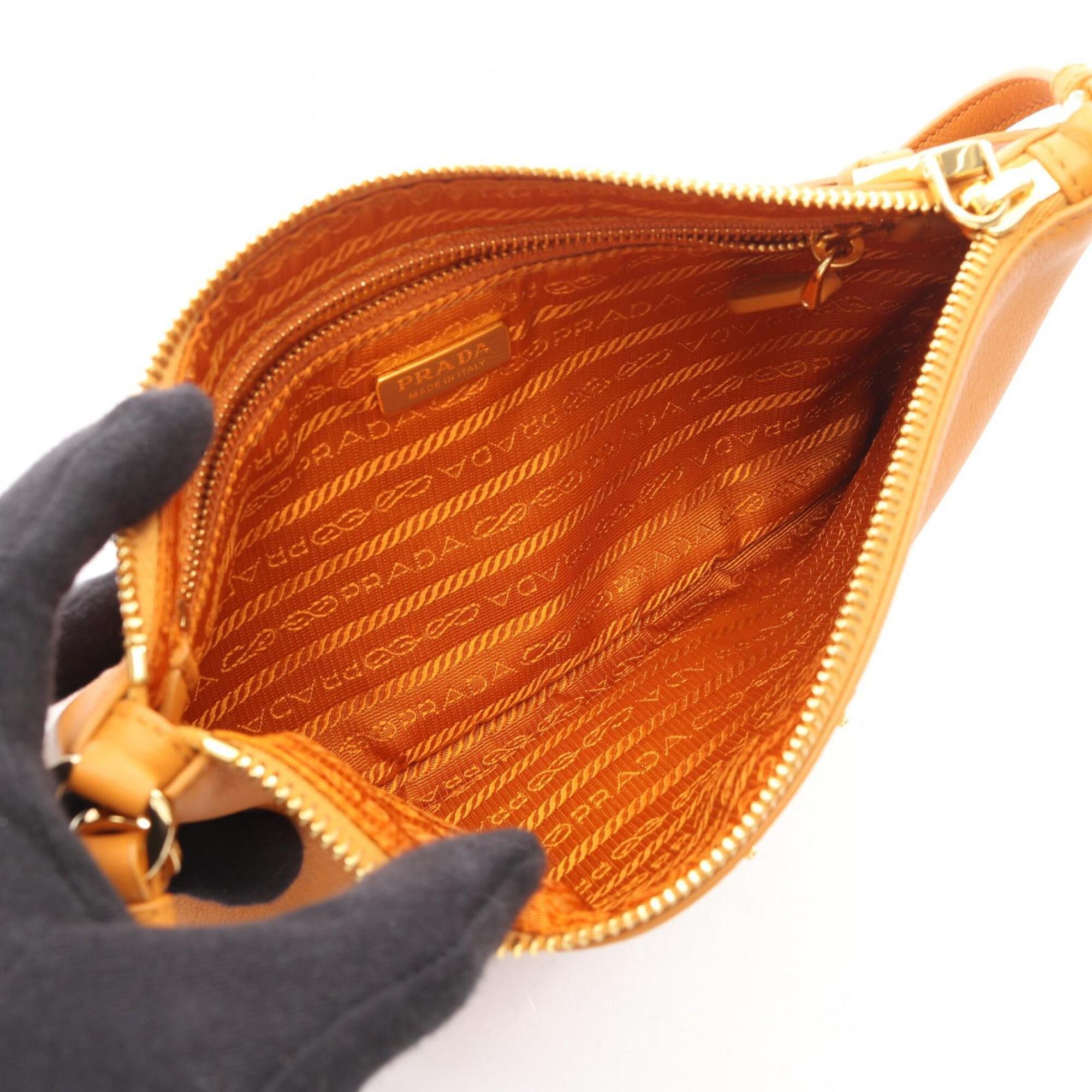 Prada Orange Leather Handbag Shoulder Bag (Pre-Owned)