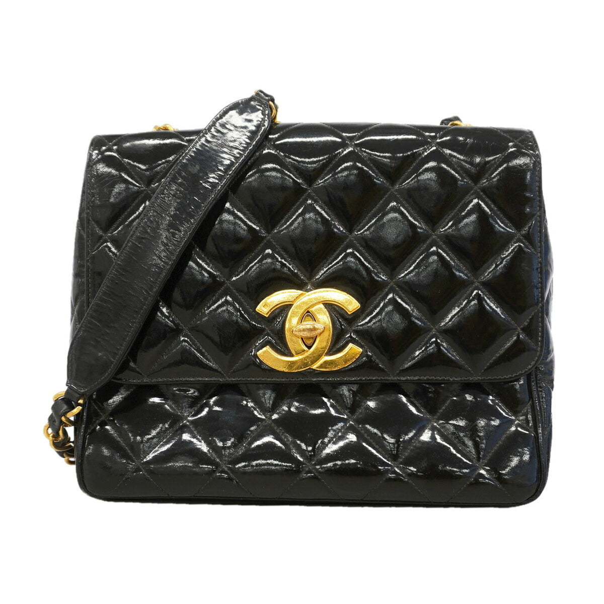 Chanel Black Patent Leather Shoulder Bag (Pre-Owned)