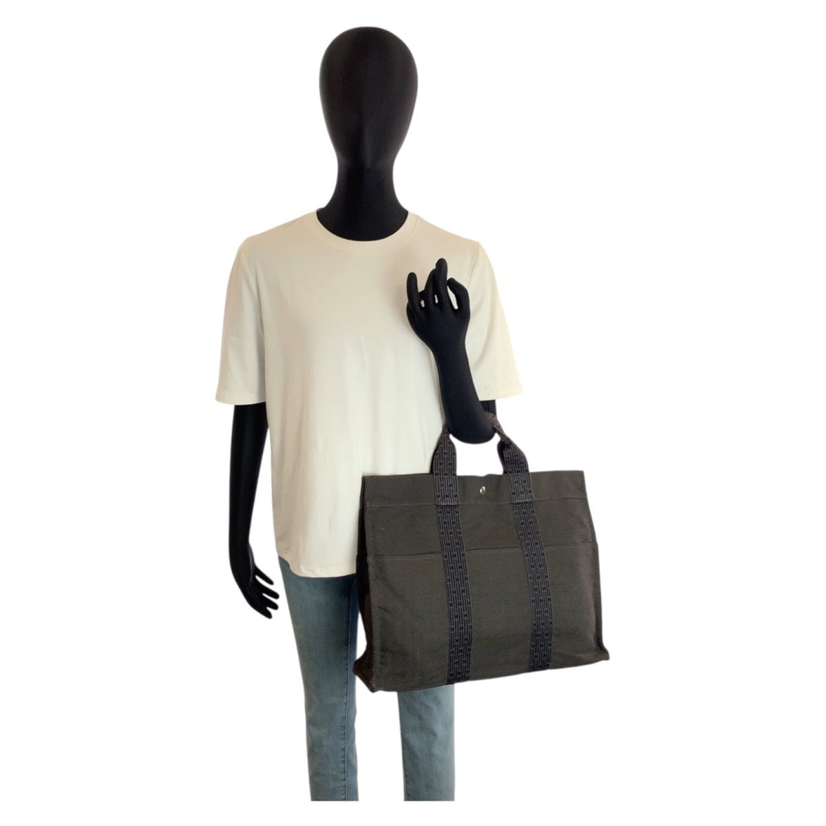 Hermes Gray Polyamide Polyester Handbag Tote Bag (Pre-Owned)