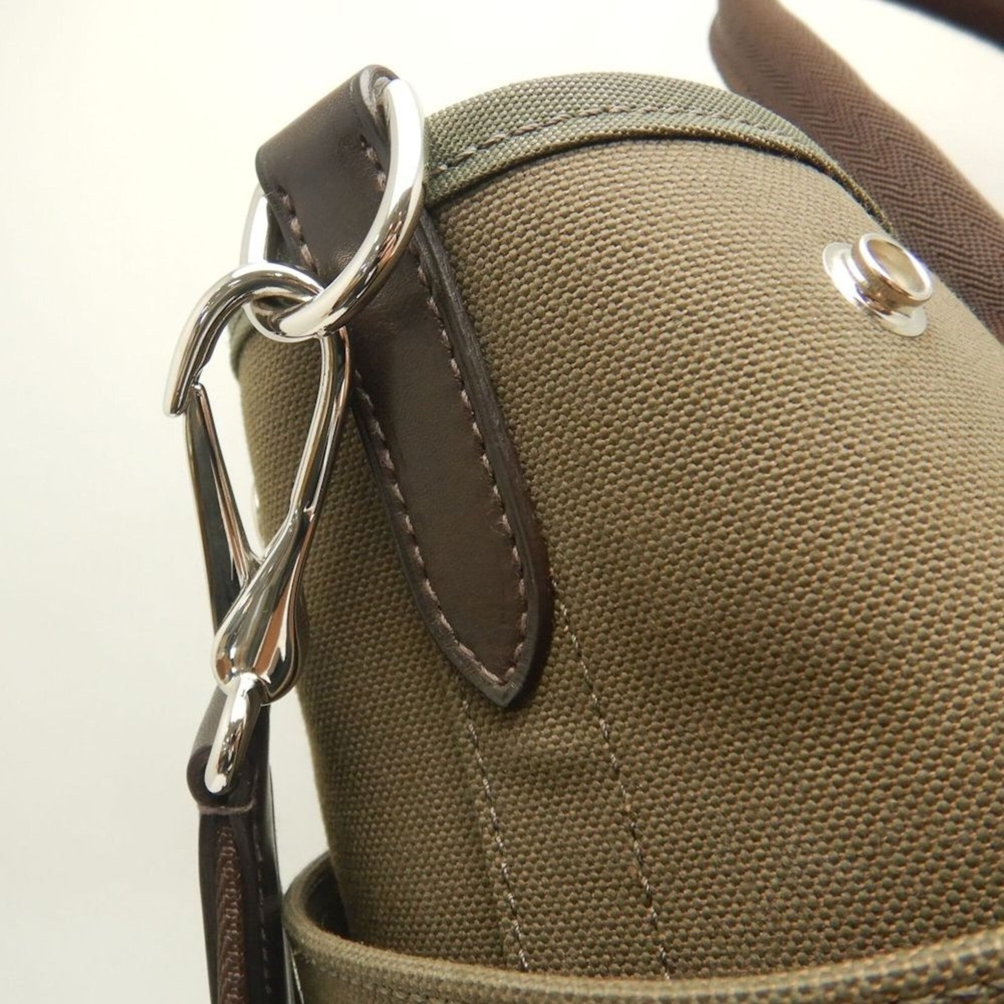 Hermes Khaki Canvas Tote Bag (Pre-Owned)