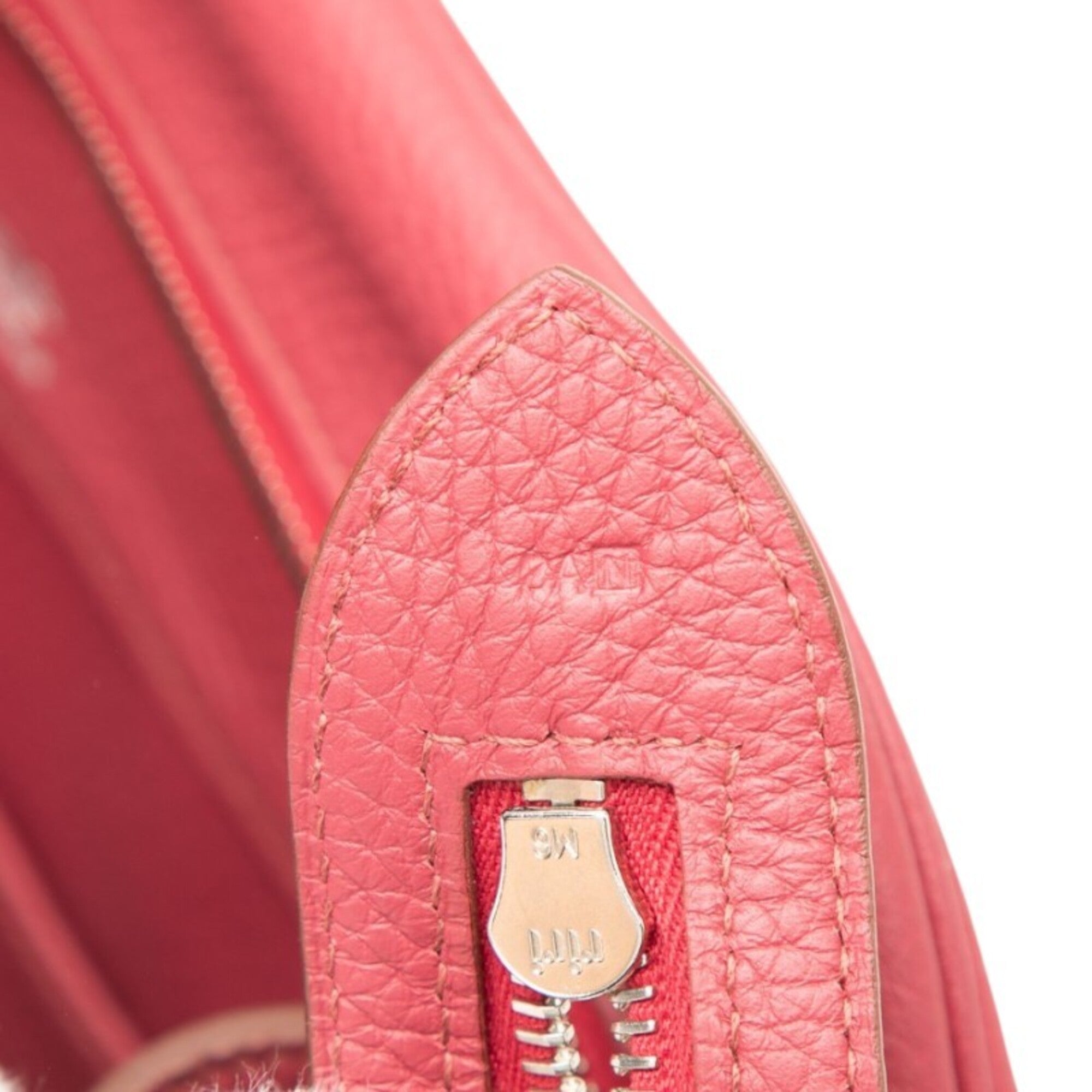 Hermes Pink Red Color Taurillon Clemence Leather Handbag (Pre-Owned)