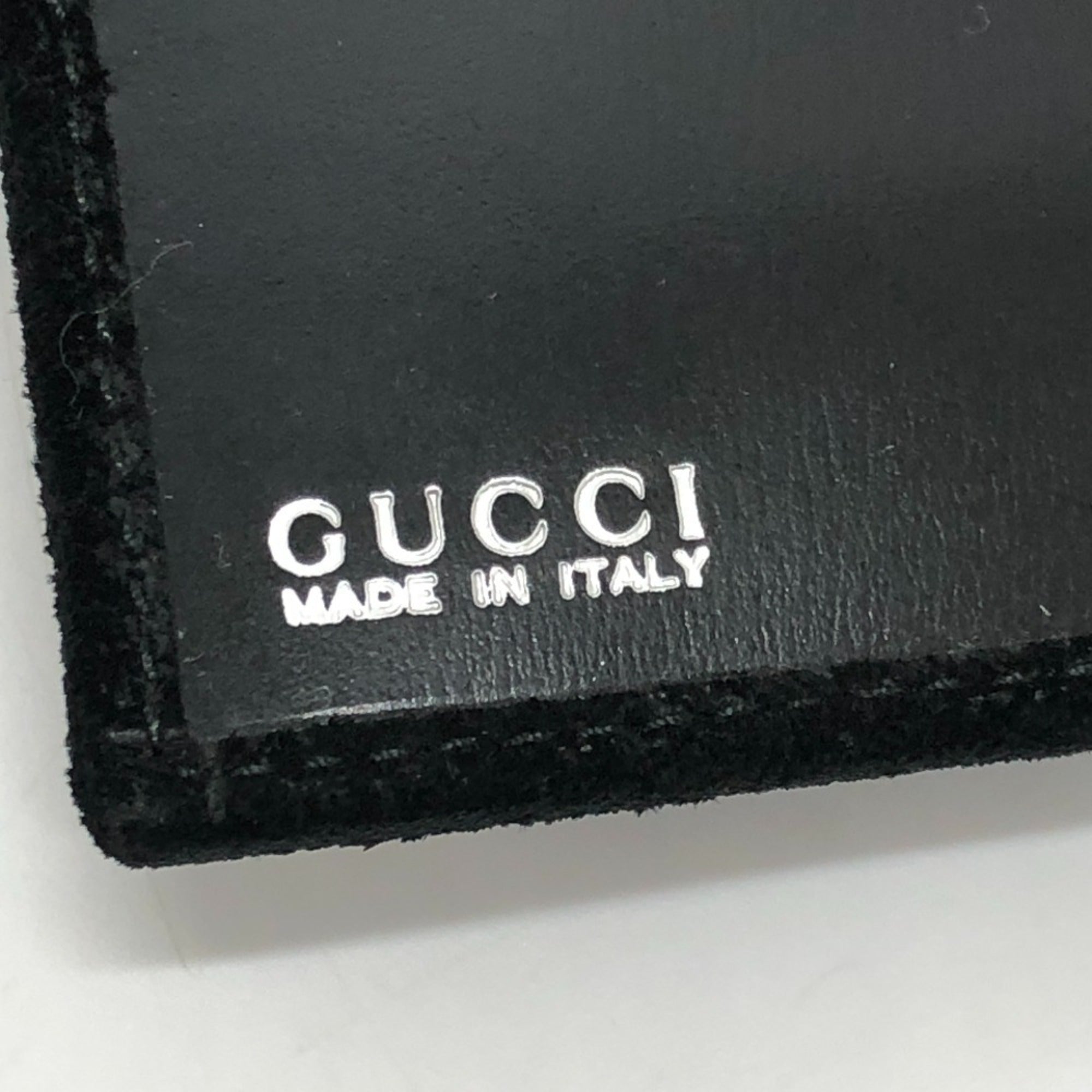 Gucci Black Suede Leather Long Wallet (Bi-Fold) (Pre-Owned)