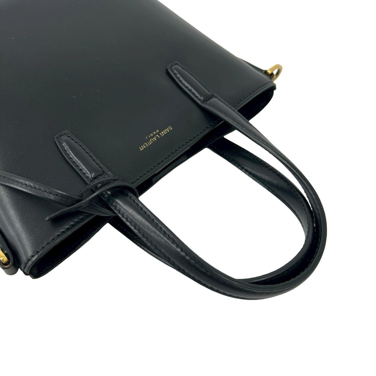 Saint Laurent Black Leather Handbag Shopping Bag Shoulder Bag (Pre-Owned)