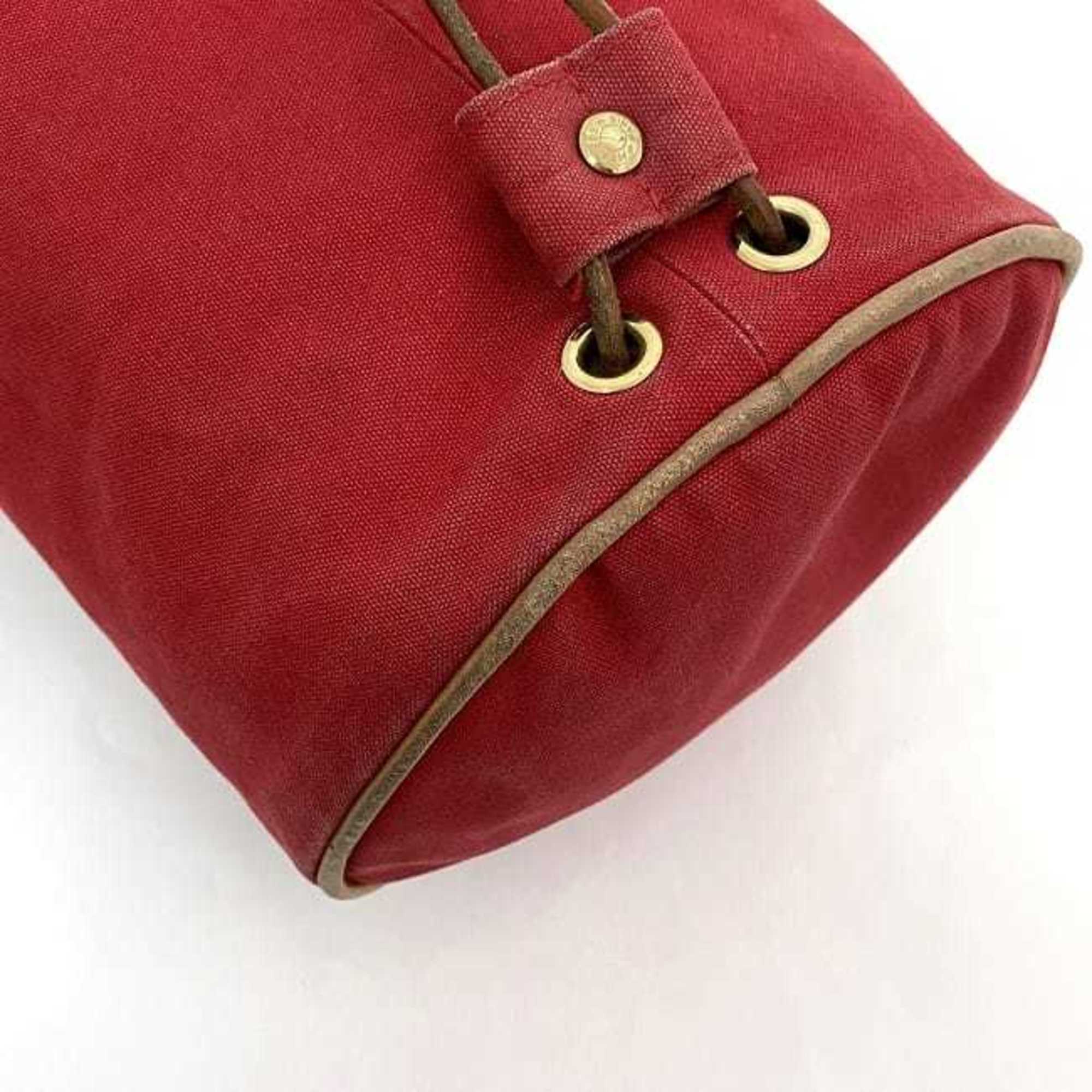 Hermes Red Color Cotton Canvas Leather Backpack (Pre-Owned)