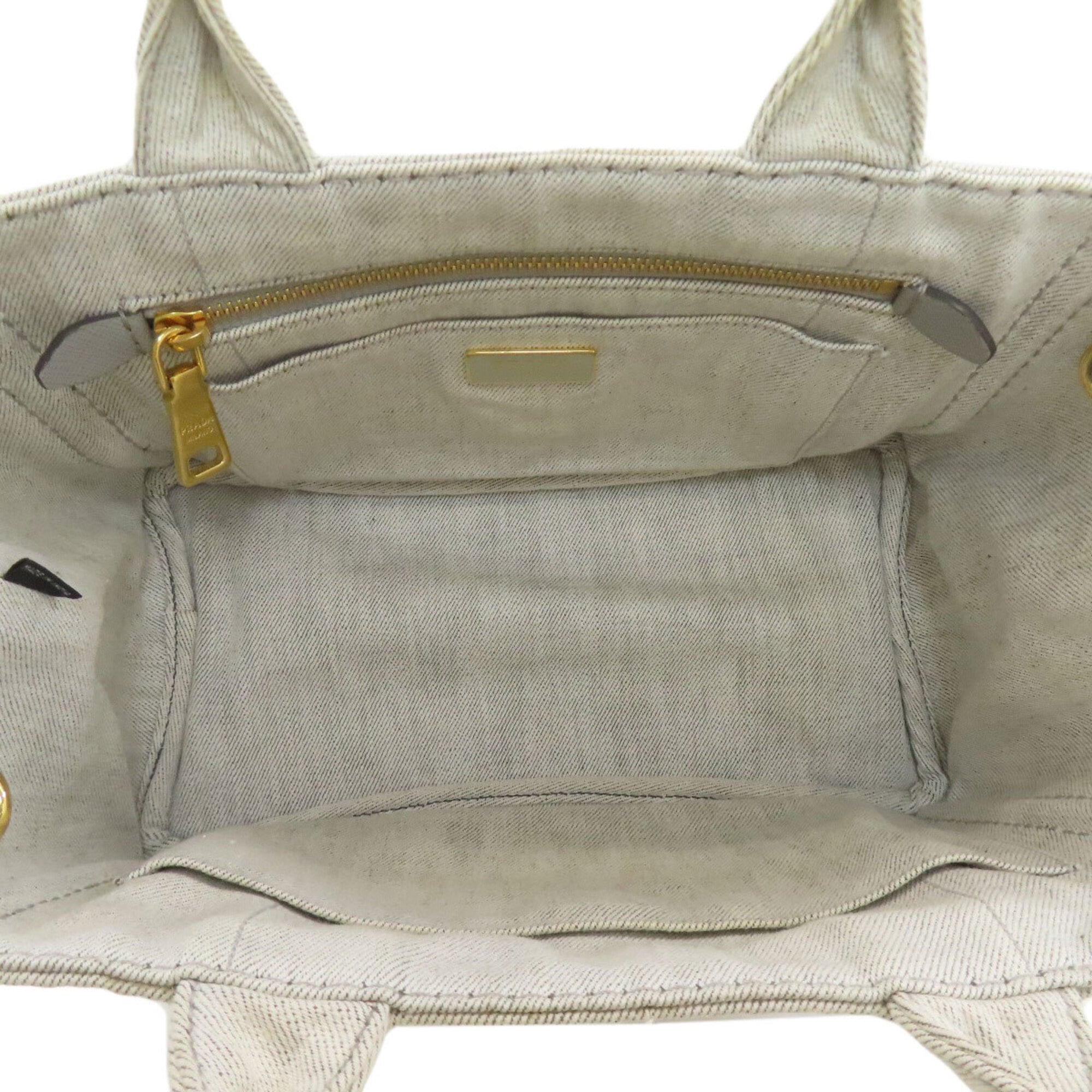 Prada Canapa Gray Denim Handbag (Pre-Owned)