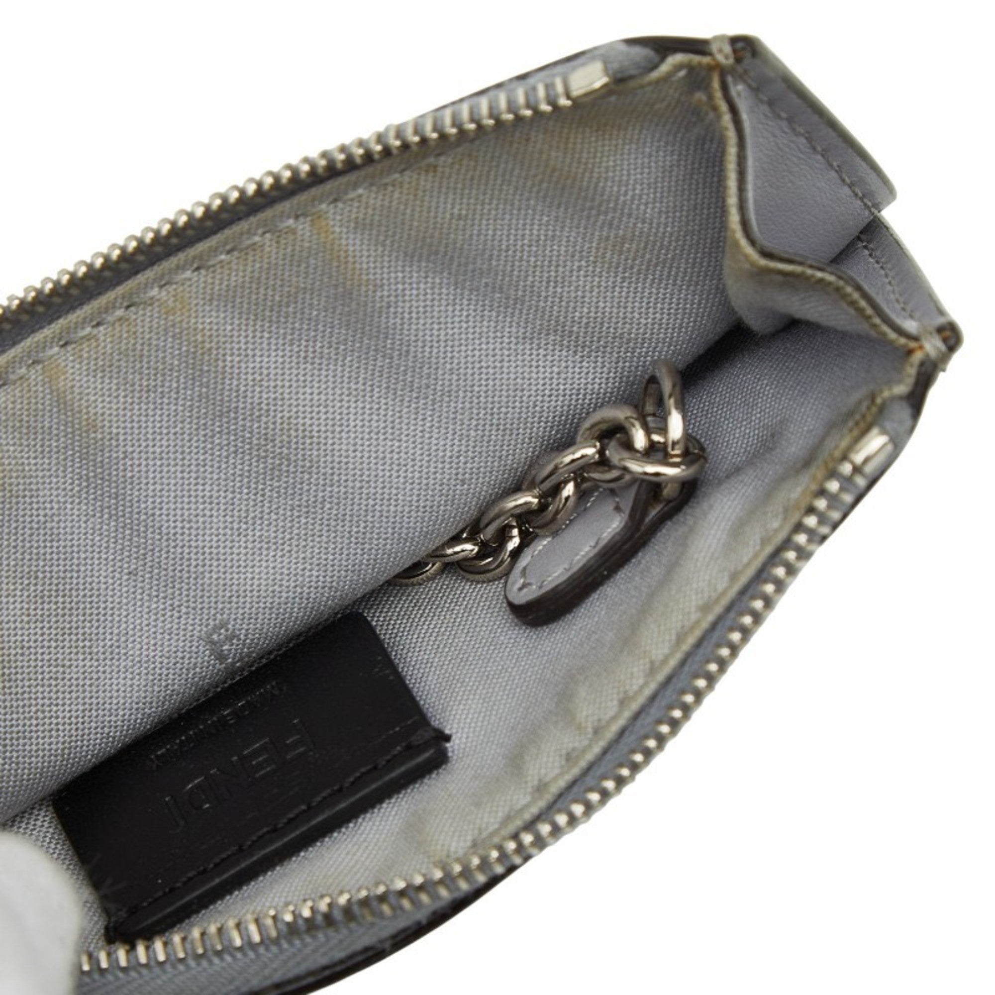Fendi Gray Multi-Color Leather Coin Purse/Coin Case (Pre-Owned)