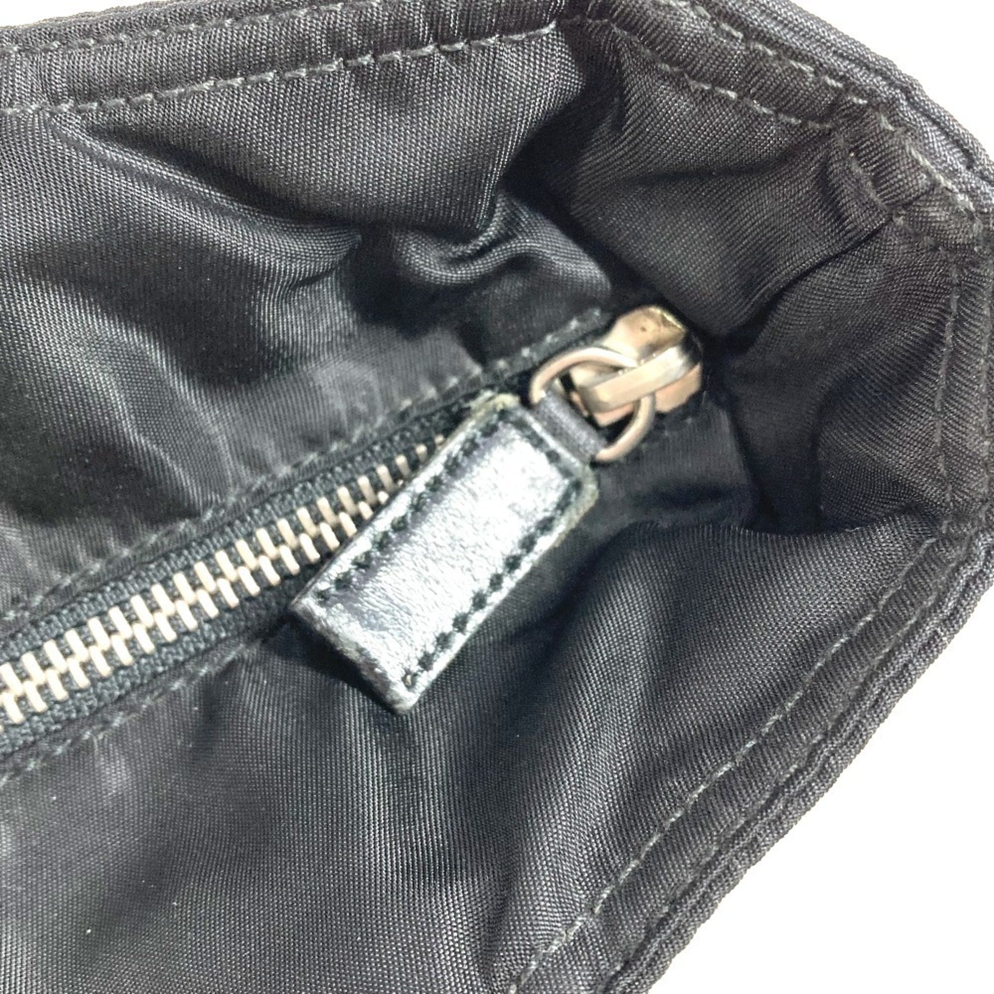 Prada Black Nylon Leather Shoulder Bag Tote Bag (Pre-Owned)