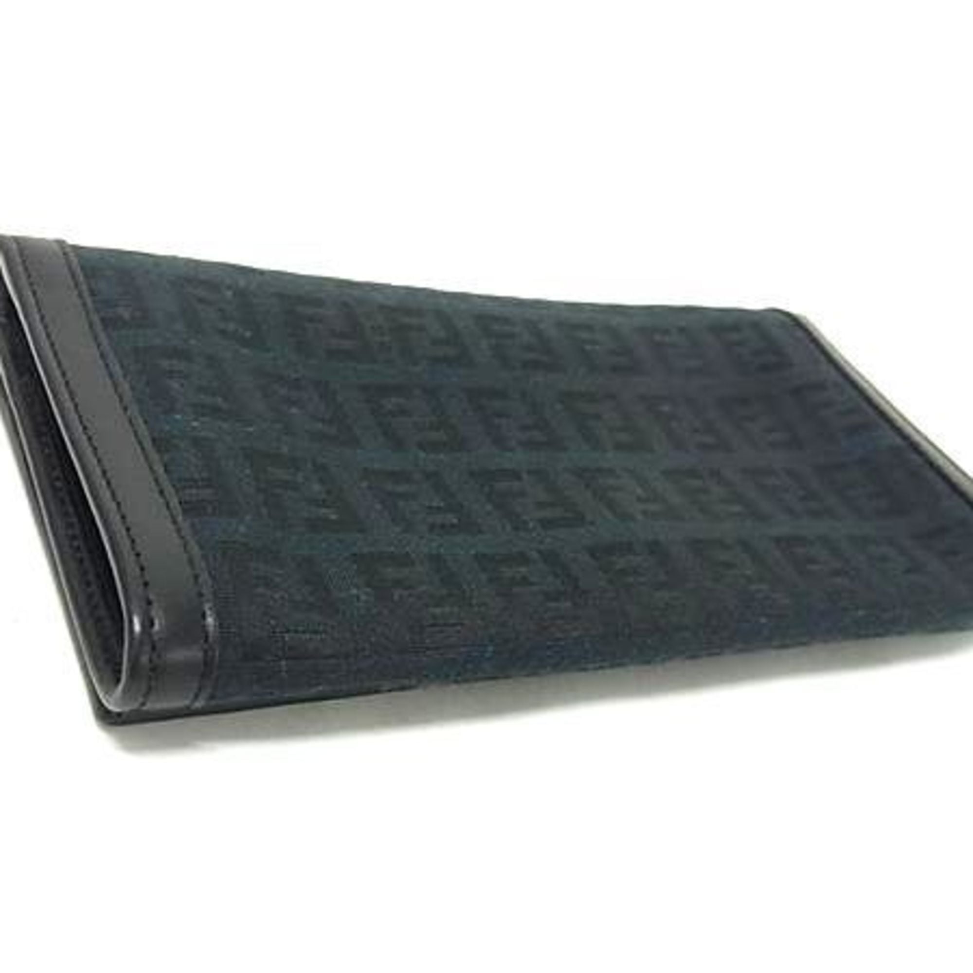 Fendi Zucchino Black Canvas Leather Long Wallet (Bi-Fold) (Pre-Owned)