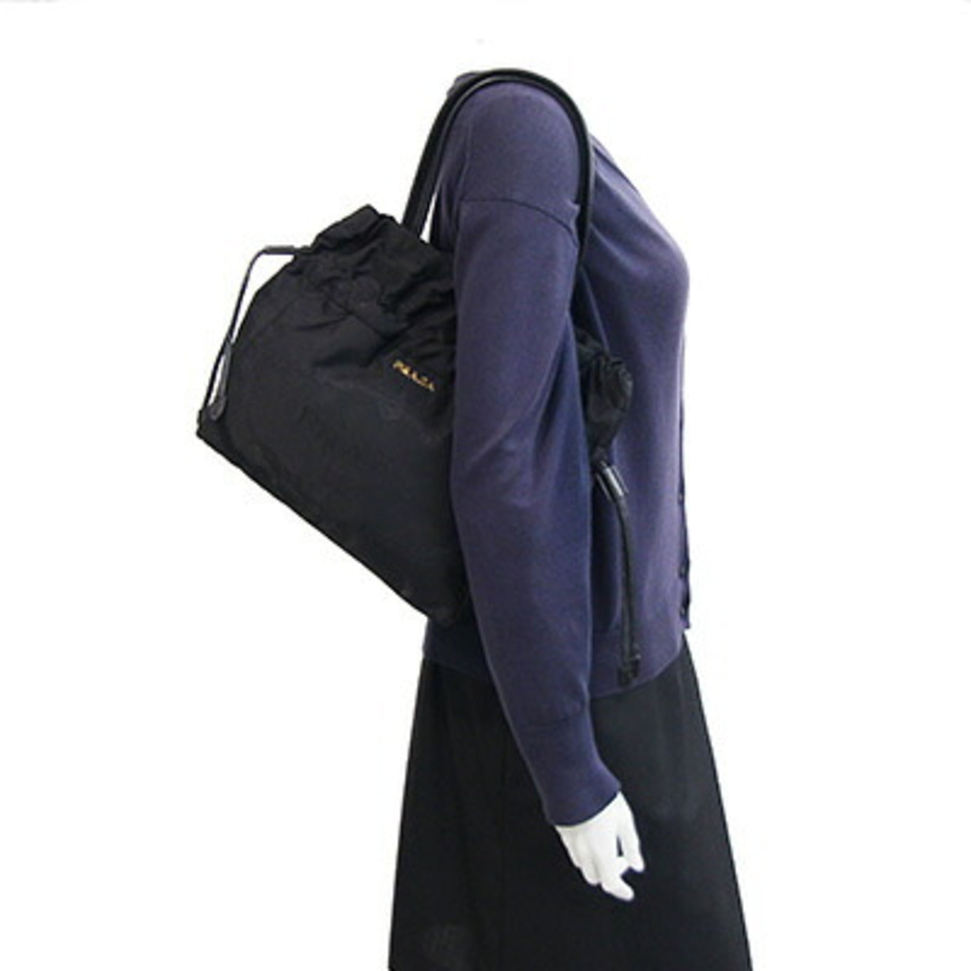 Prada Black Nero Leather Nylon Tote Bag (Pre-Owned)