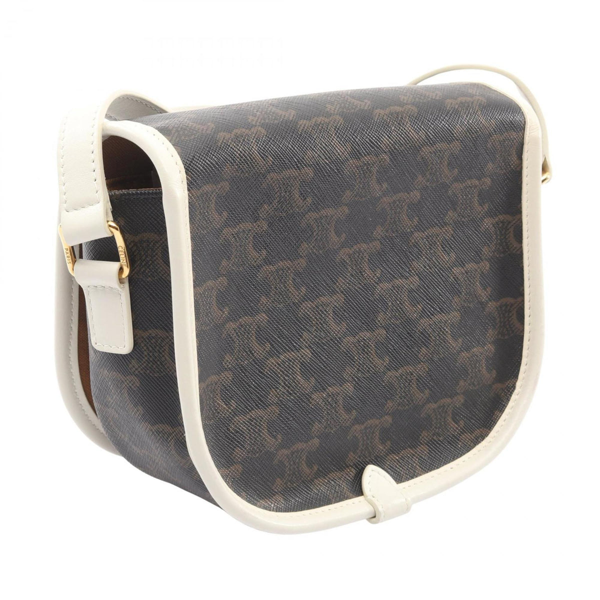 Celine Black Brown White Coated Canvas Pvc Leather Shoulder Bag (Pre-Owned)