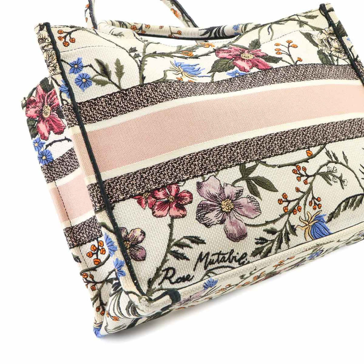 Christian Dior Multi-Color White Canvas Handbag Tote Bag (Pre-Owned)