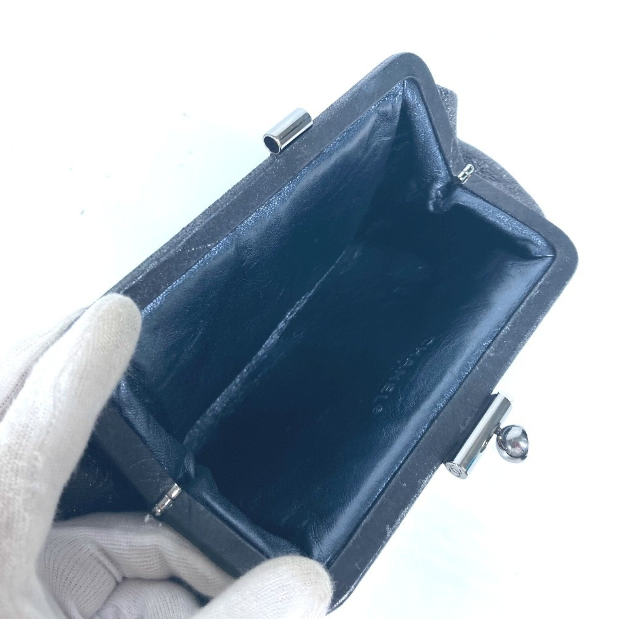 Chanel Dark Navy Leather Clutch Bag Pouch (Pre-Owned)