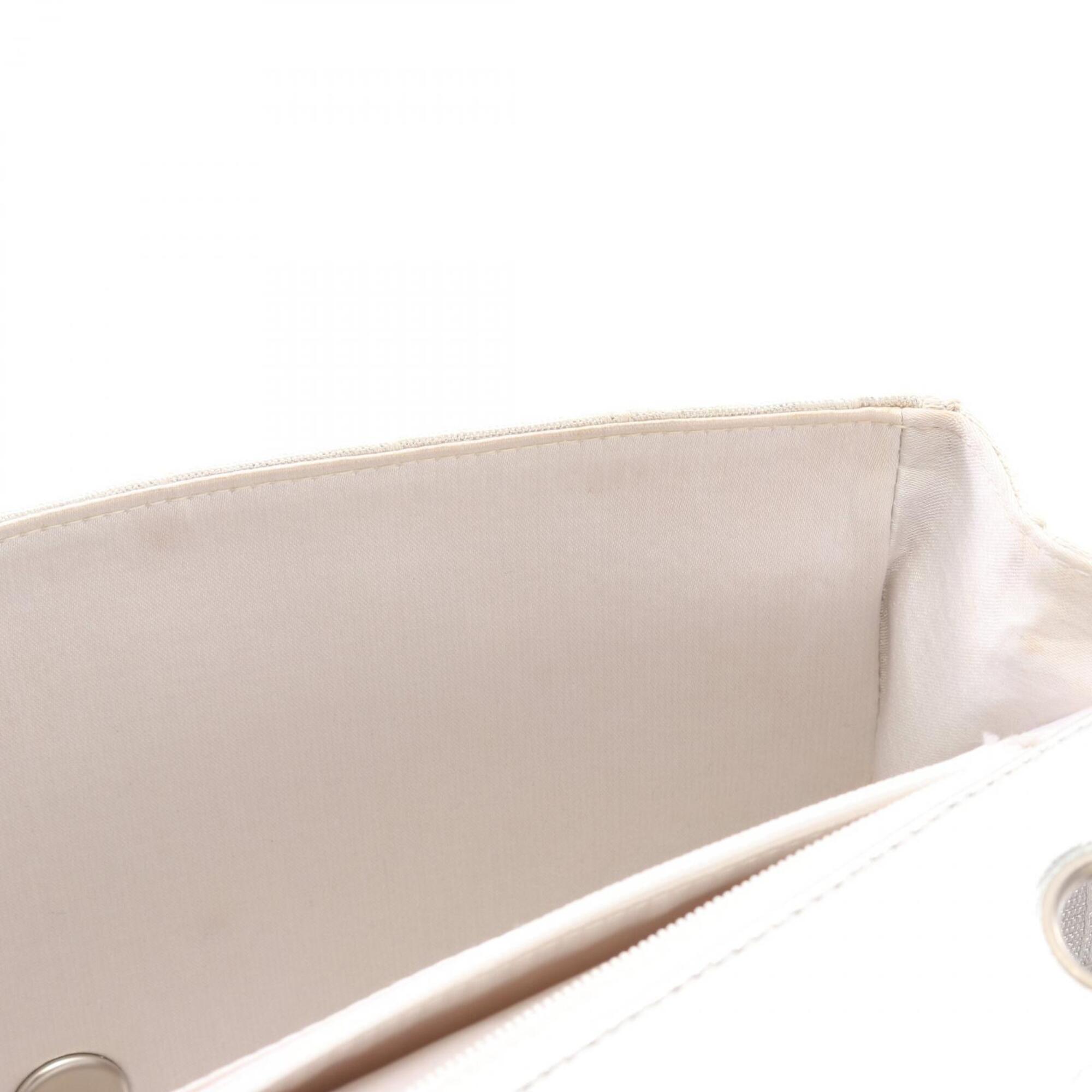 Chanel New Travel Line Silver Leather Nylon Canvas Handbag Shoulder Bag (Pre-Owned)