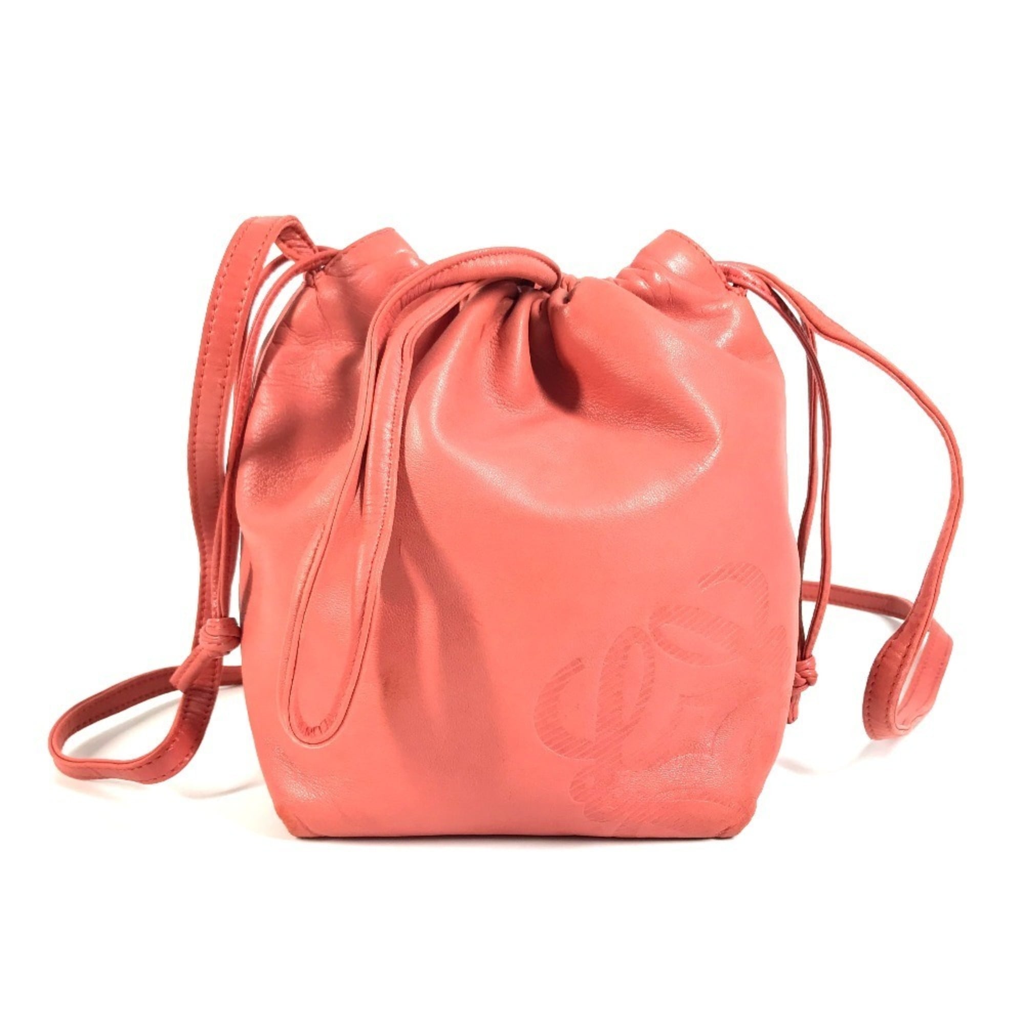 Loewe Pink Red Color Nappa Leather Leather Pochette Shoulder Bag (Pre-Owned)