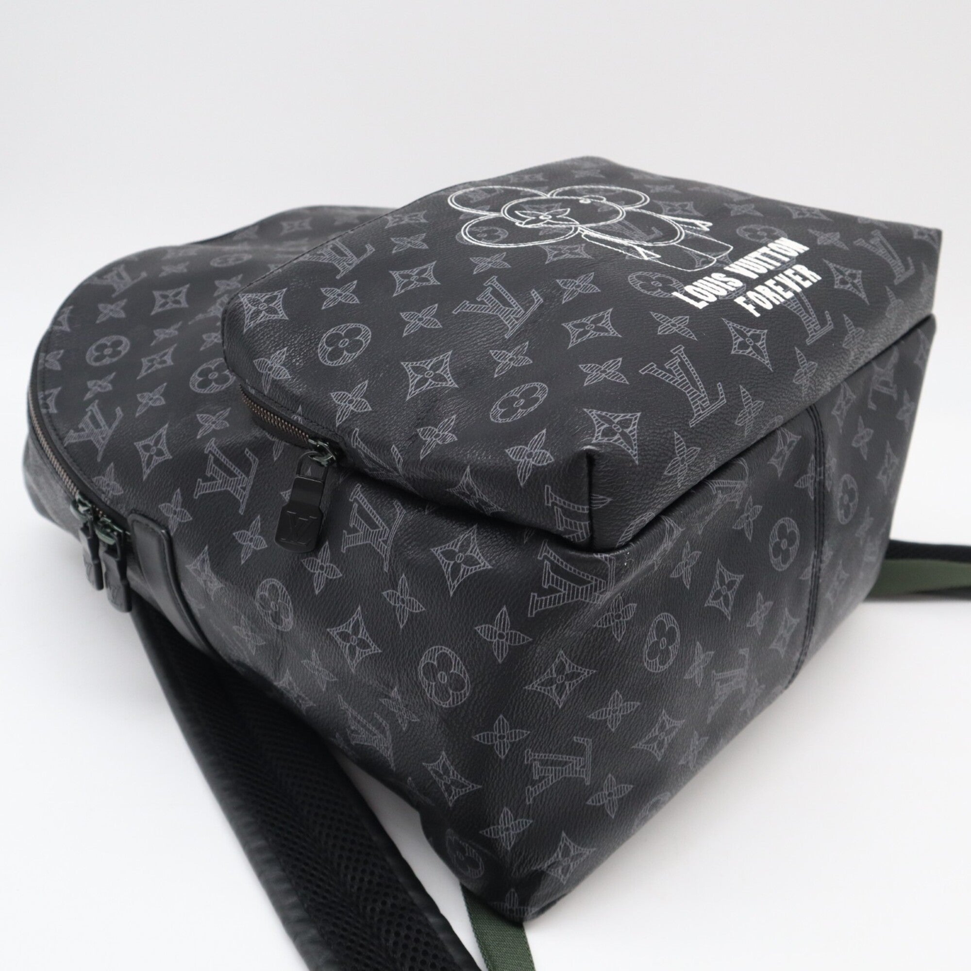 Louis Vuitton Monogram Black Gray White Coated Canvas Leather Backpack (Pre-Owned)