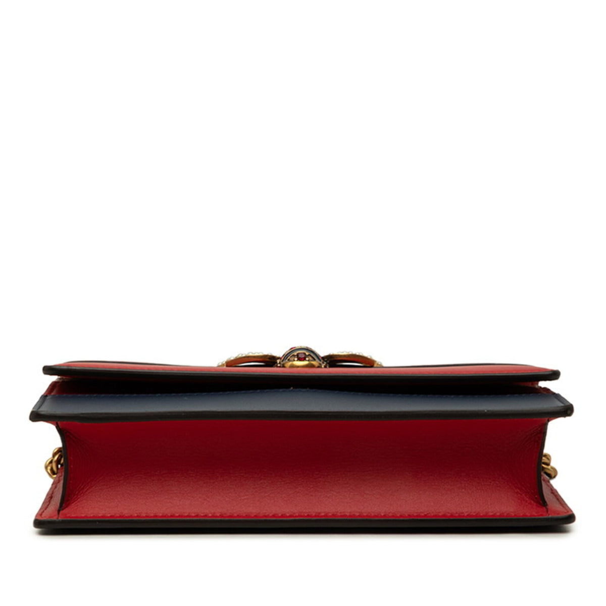 Gucci Navy Red Color White Leather Shoulder Bag (Pre-Owned)