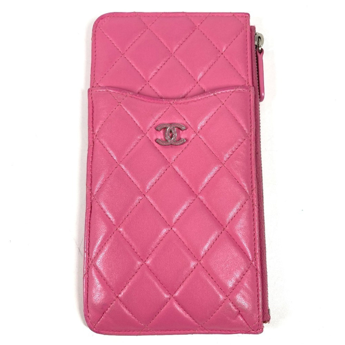 Chanel Pink Leather Long Wallet (Bi-Fold) (Pre-Owned)