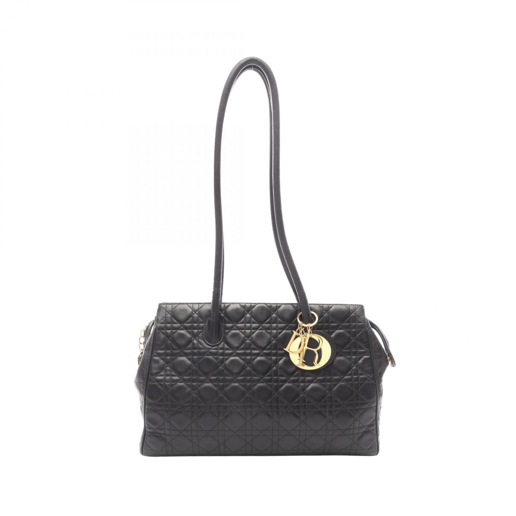 Christian Dior Black Leather Handbag Shoulder Bag (Pre-Owned)