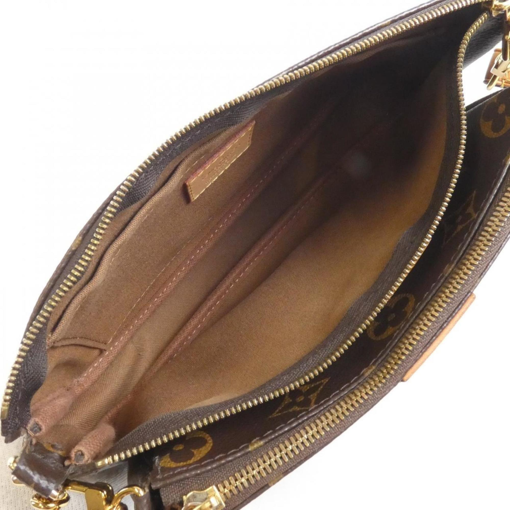 Louis Vuitton Khaki Marron Coated Canvas Pochette Pouch Shoulder Bag (Pre-Owned)