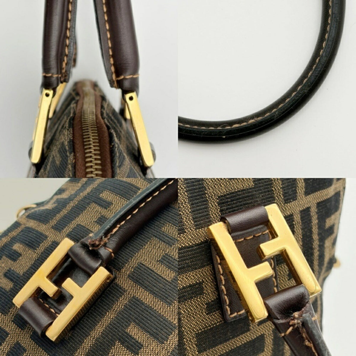 Fendi Brown Canvas Leather Shoulder Bag (Pre-Owned)
