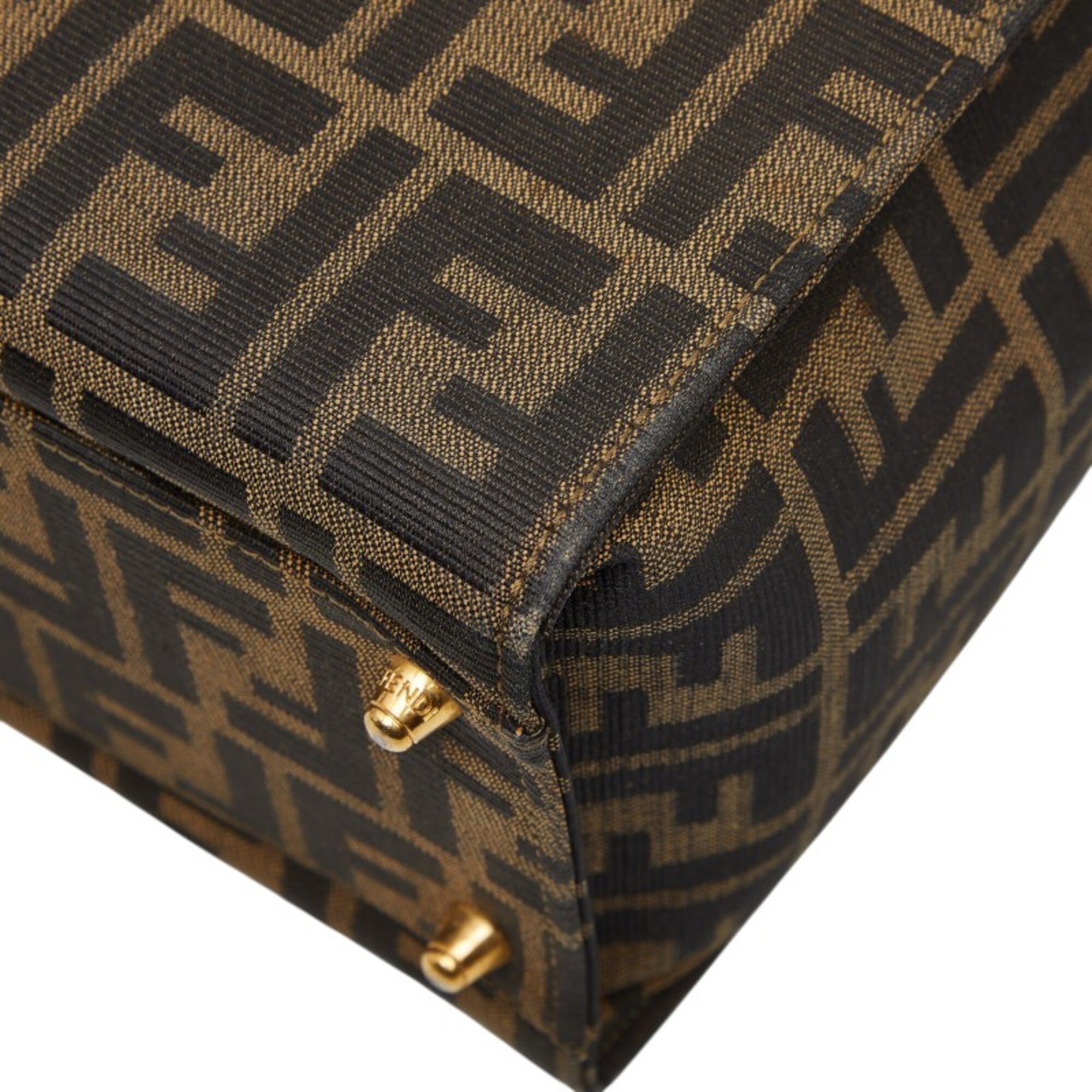 Fendi Brown Canvas Leather Handbag Shoulder Bag (Pre-Owned)