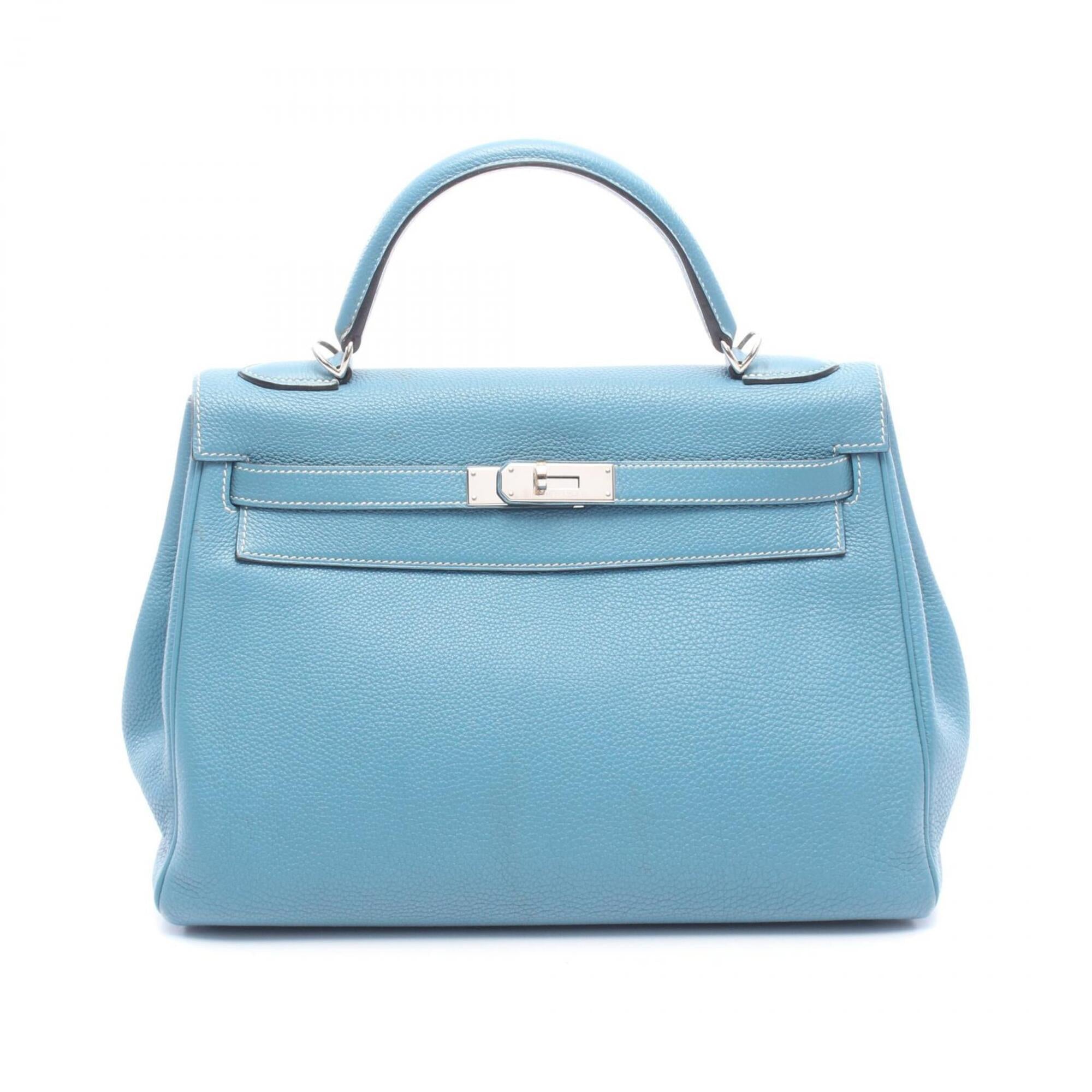 Hermes Blue Blue Jean Togo Leather Handbag (Pre-Owned)