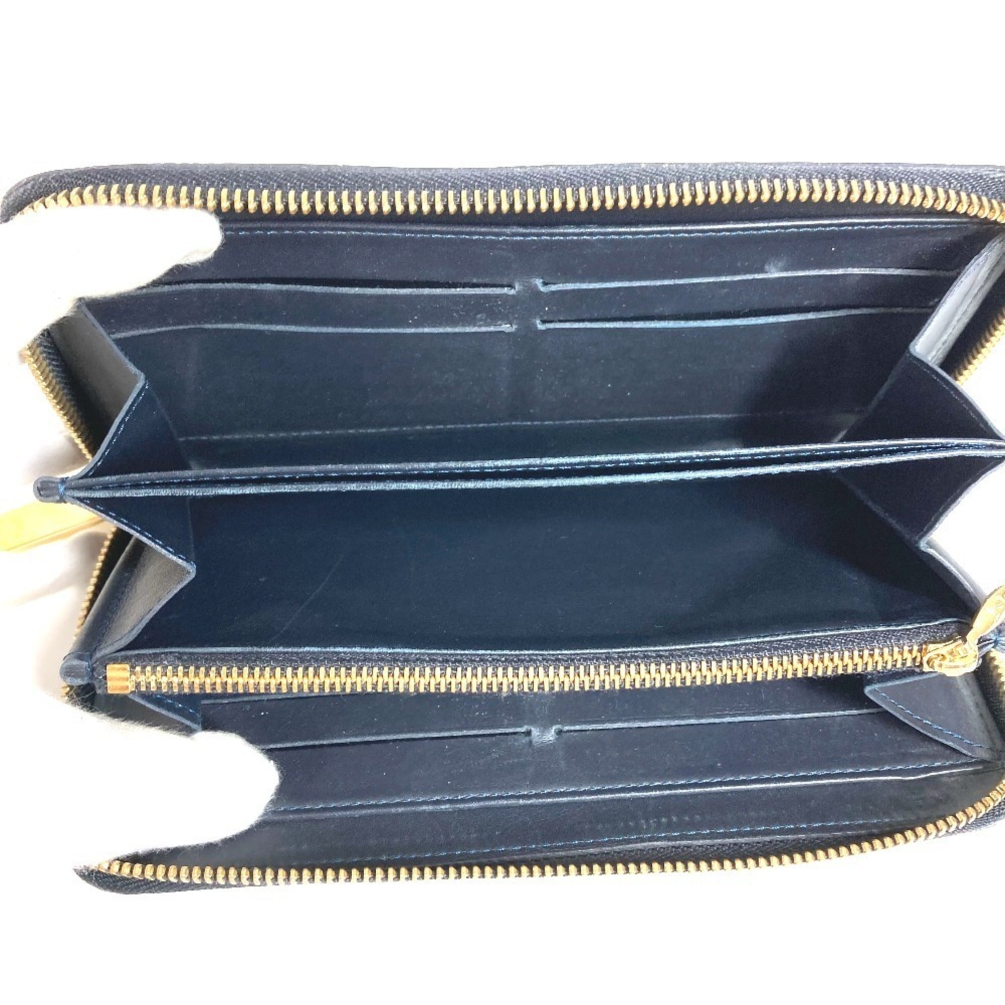 Louis Vuitton Black Green Patent Leather Long Wallet (Bi-Fold) (Pre-Owned)