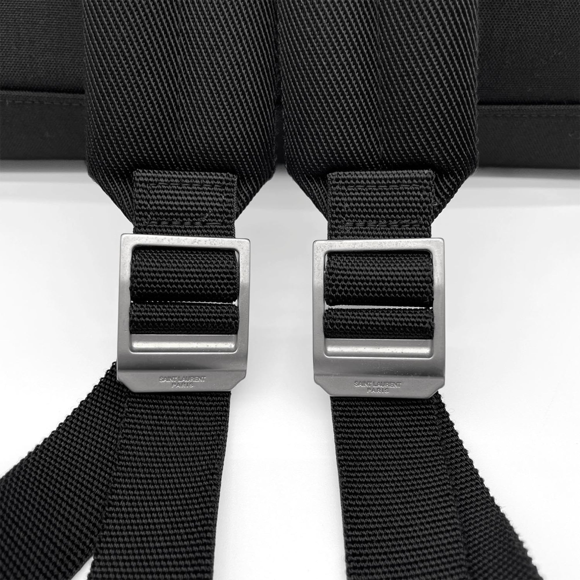 Yves Saint Laurent Black Canvas Leather Backpack (Pre-Owned)