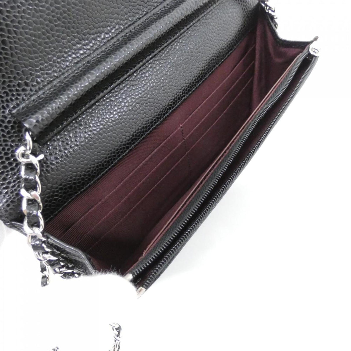 Chanel Black Grained Calfskin Chain/Shoulder Wallet (Pre-Owned)