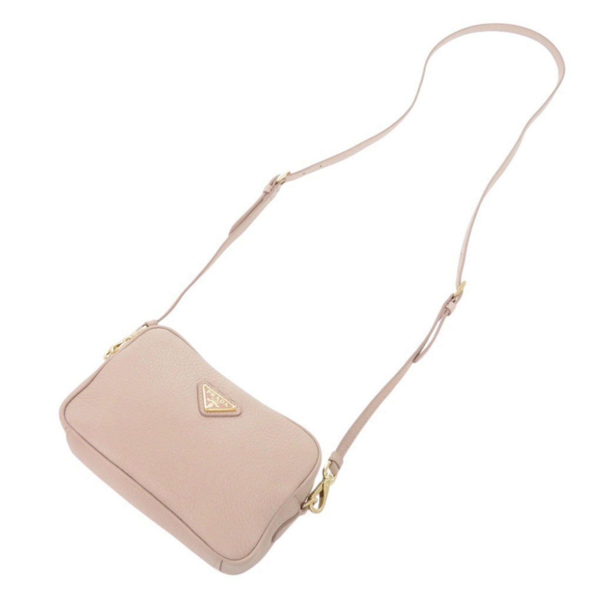 Prada Pink Beige Leather Shoulder Bag (Pre-Owned)