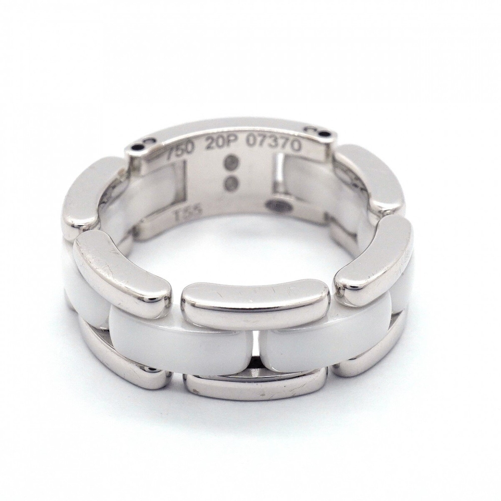 Chanel White White Gold (18K) Ceramic Band Ring (Pre-Owned)