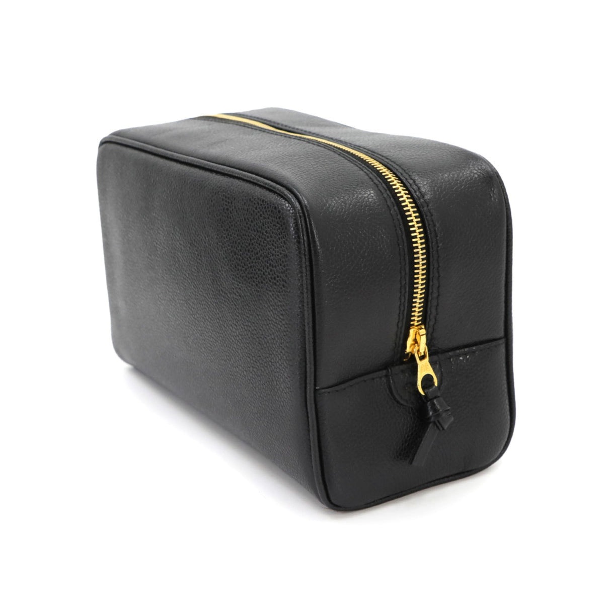 Chanel Black Grained Calfskin Handbag Pouch Wash Bag (Pre-Owned)