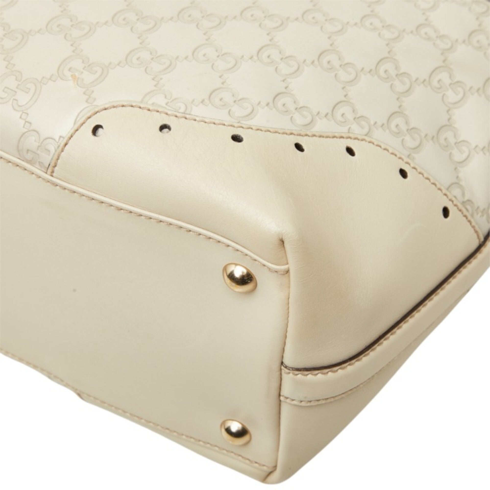 Gucci Ivory Leather Shoulder Bag Tote Bag (Pre-Owned)