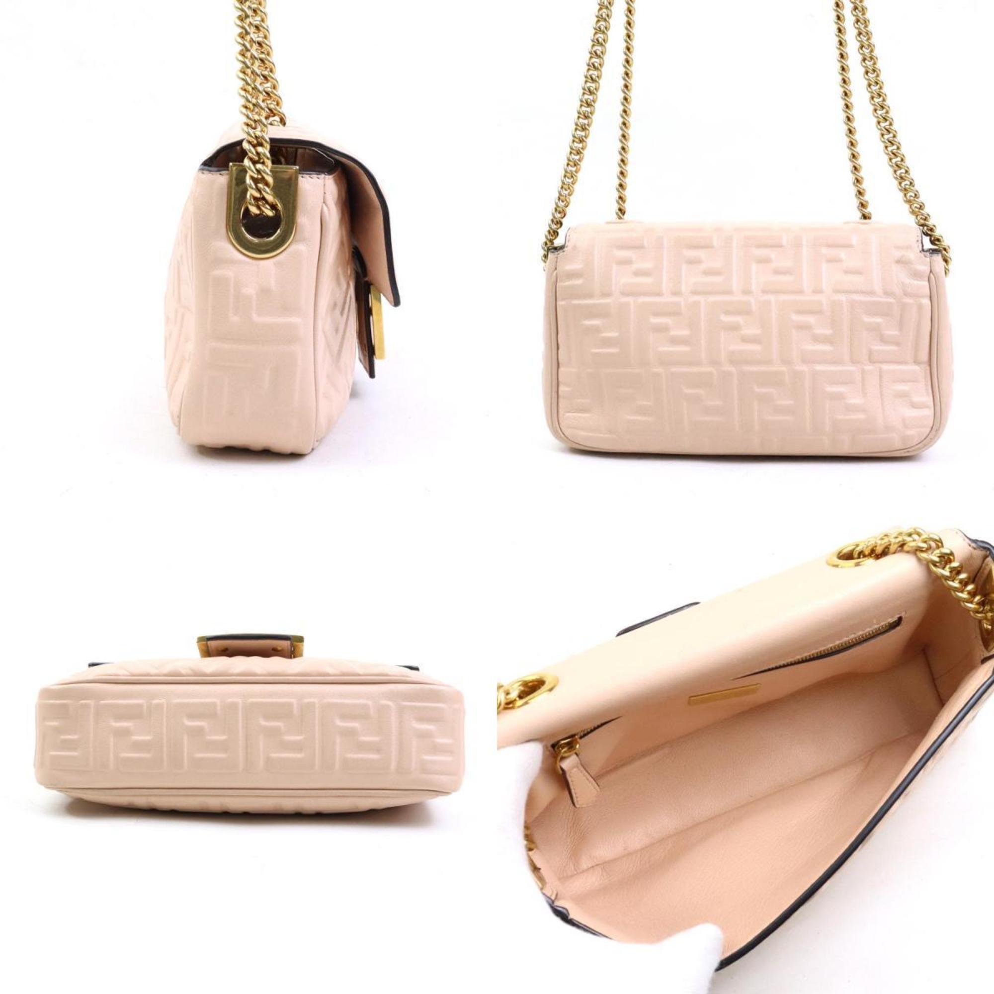 Fendi Pink Beige Leather Shoulder Bag (Pre-Owned)