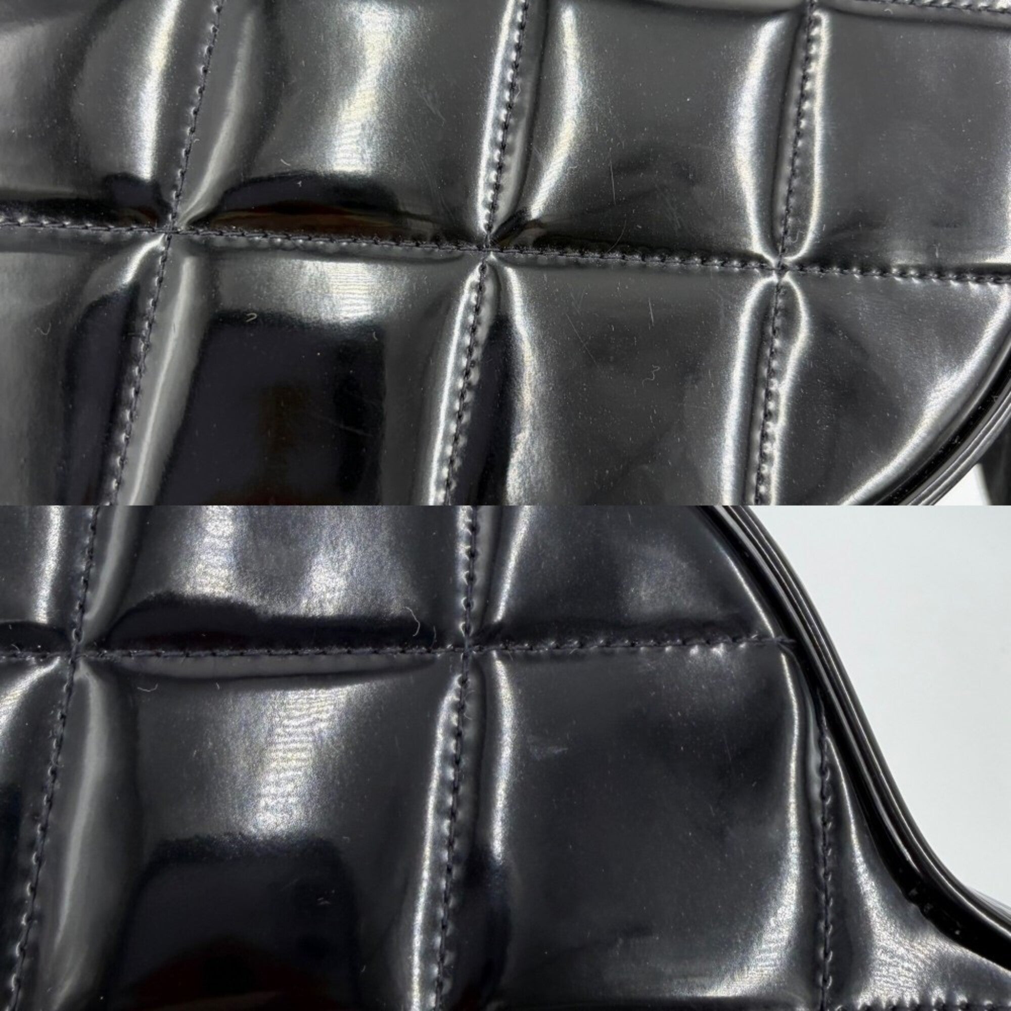 Chanel Matelasse Black Patent Leather Handbag (Pre-Owned)