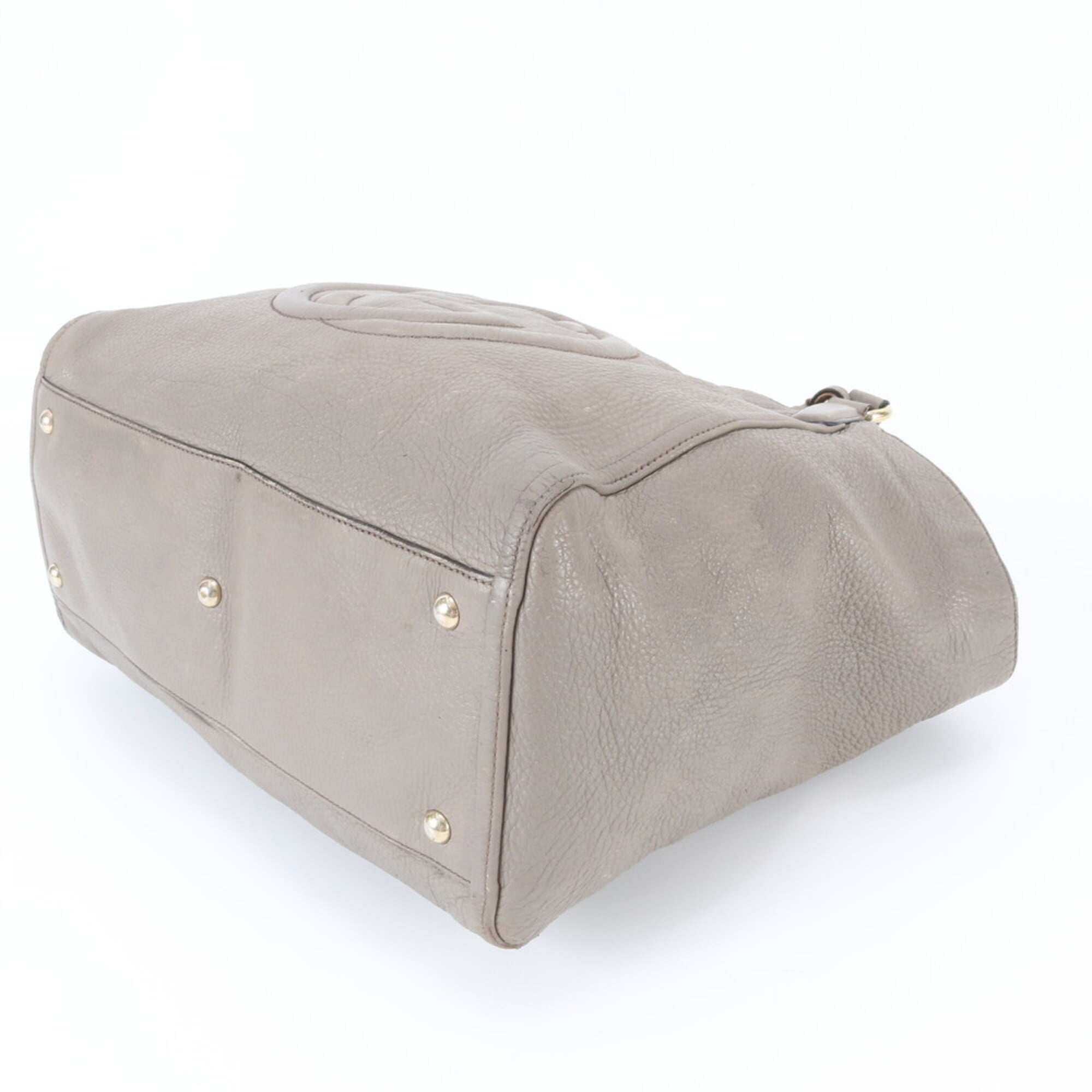 Gucci Soho Gray Beige Leather Handbag (Pre-Owned)